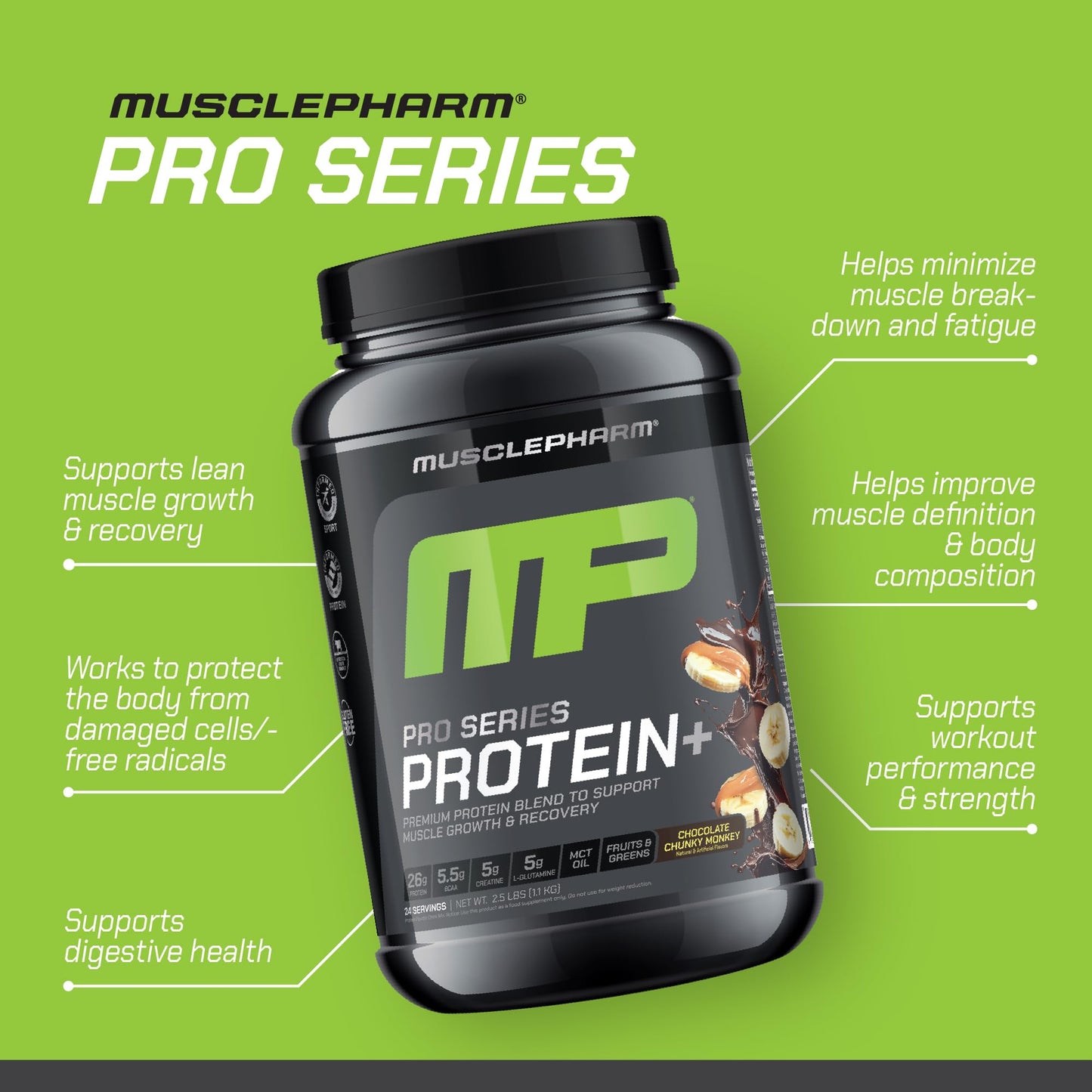 Muscle Pharm Pro Series Protein+ Whey Protein Powder, 2 lb