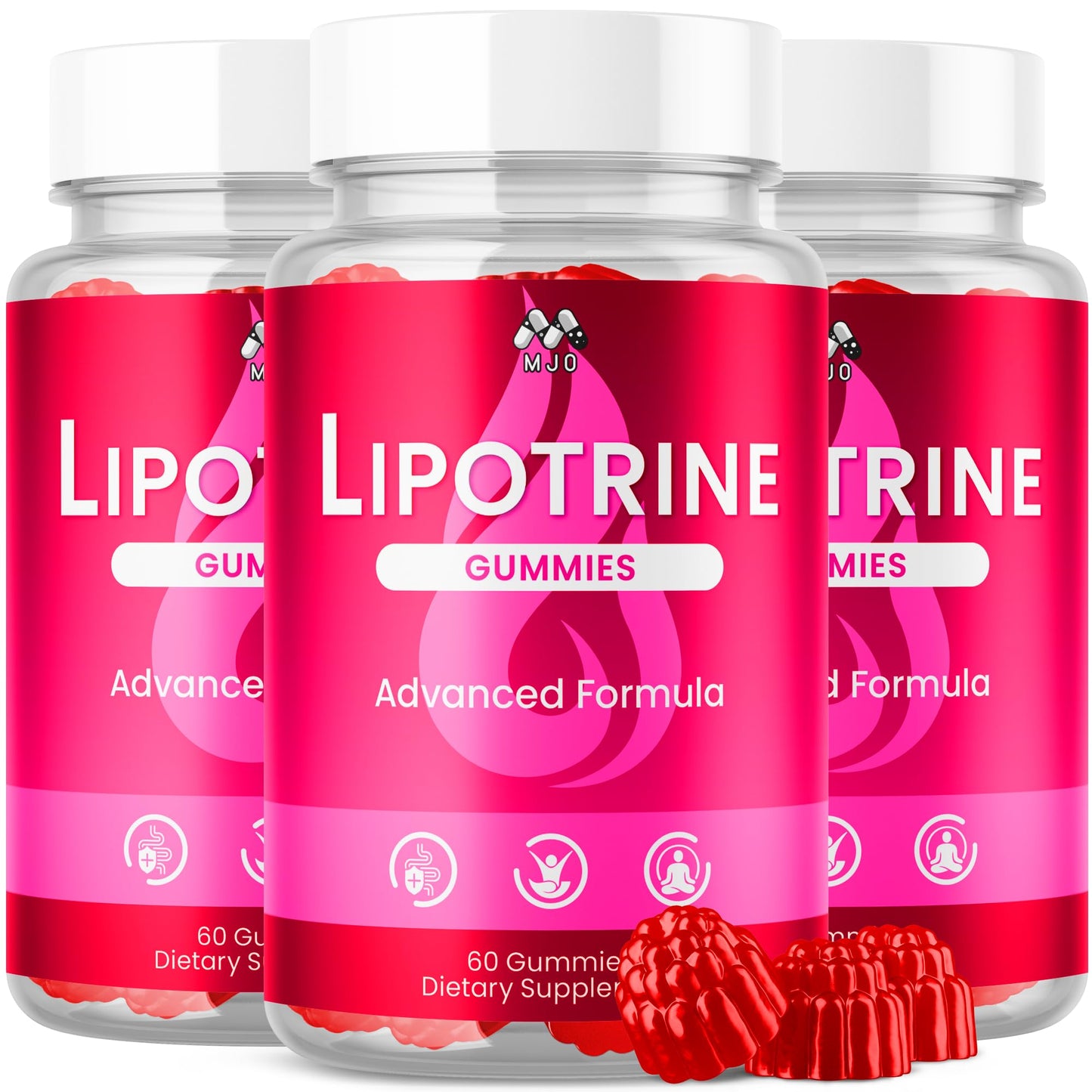 MJO Lipotrine Gummies Weight Management with Apple Cider Vinegar Maximum Strength Active Lifestyle Multivitamins, 90 Gummies