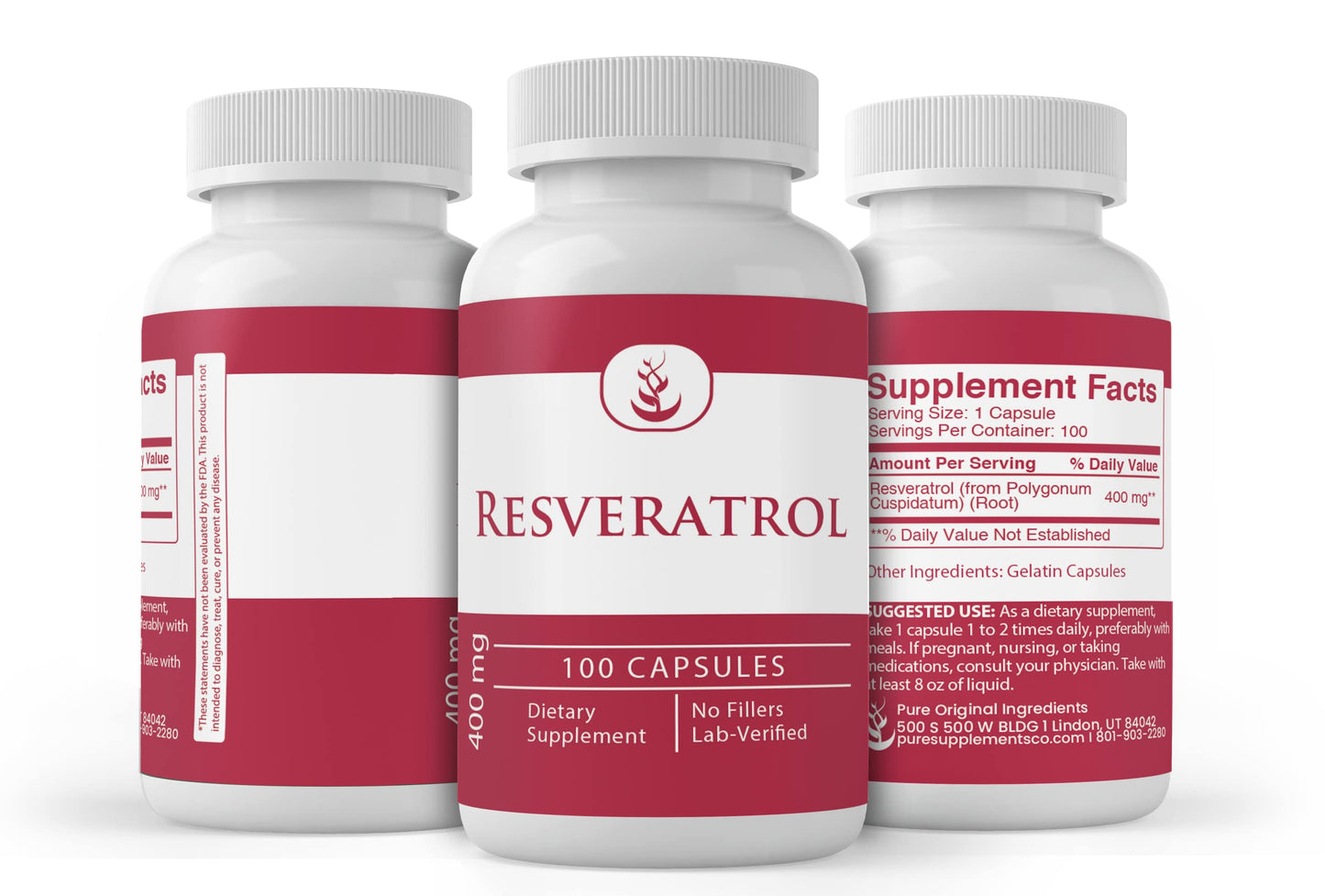 PURE ORIGINAL INGREDIENTS Resveratrol Capsule 100 Count