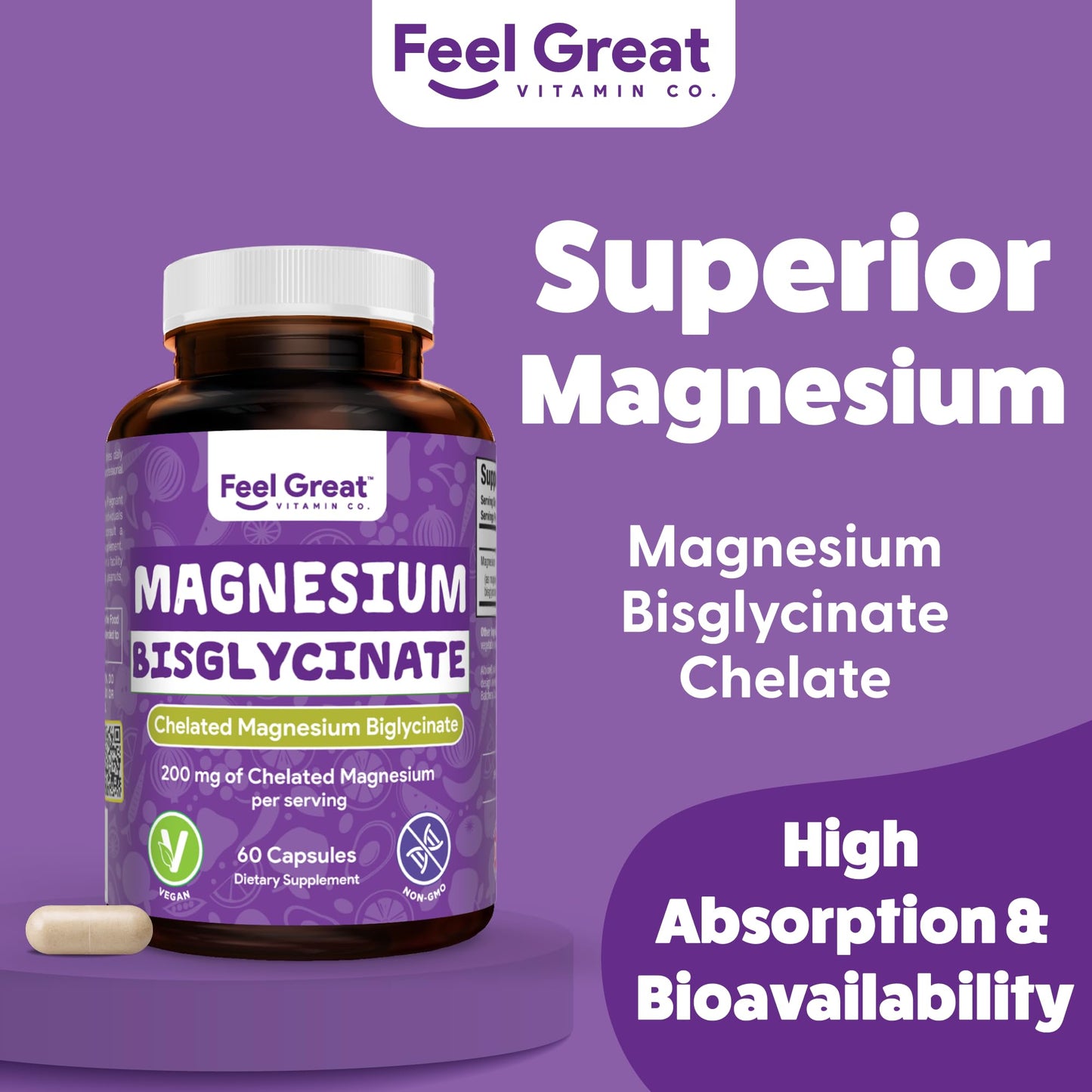 The Feel Great Vitamin Company Feel Great Magnesium Bisglycinate Capsules, 60 Count