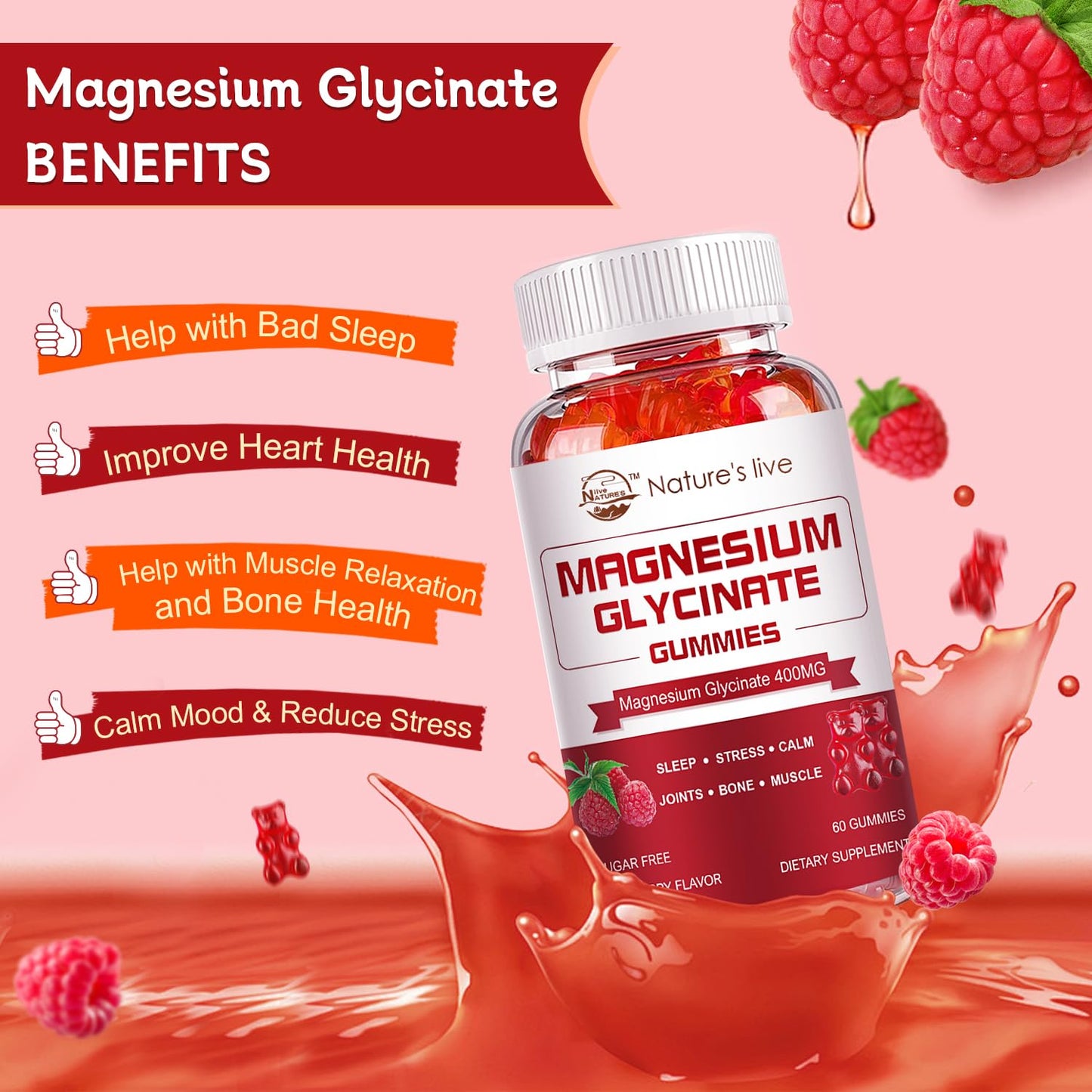 Nature's live Magnesium Glycinate Gummies 120 Count