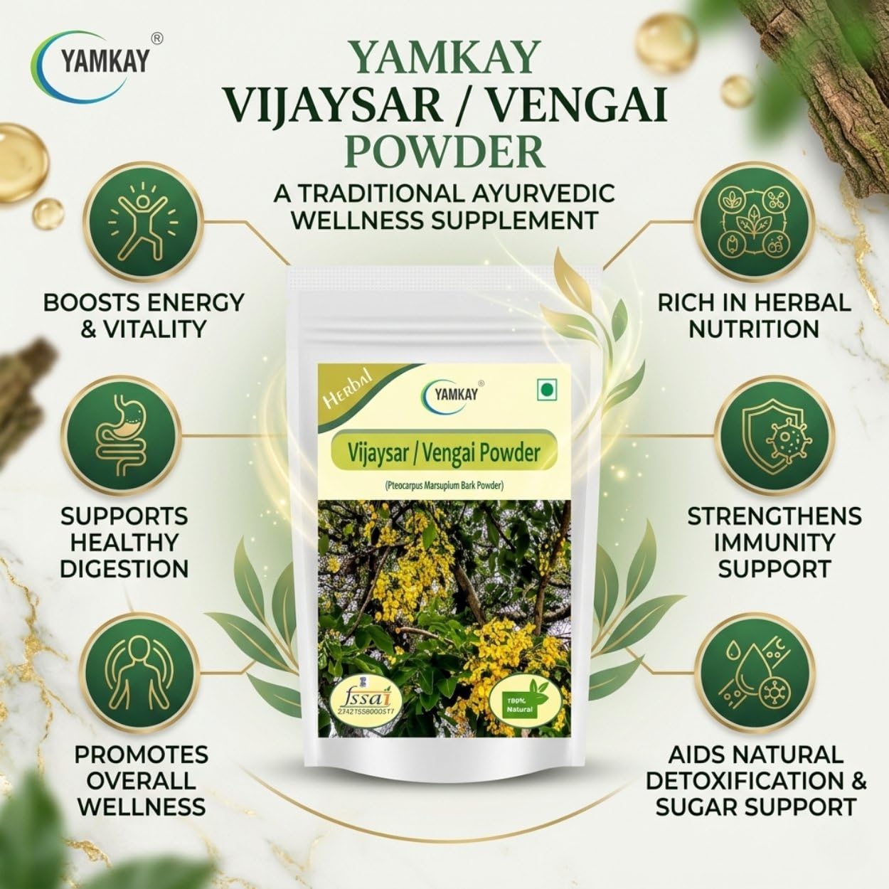 YAMKAY Vijaysar Vengai Bark Powder 1 Pack