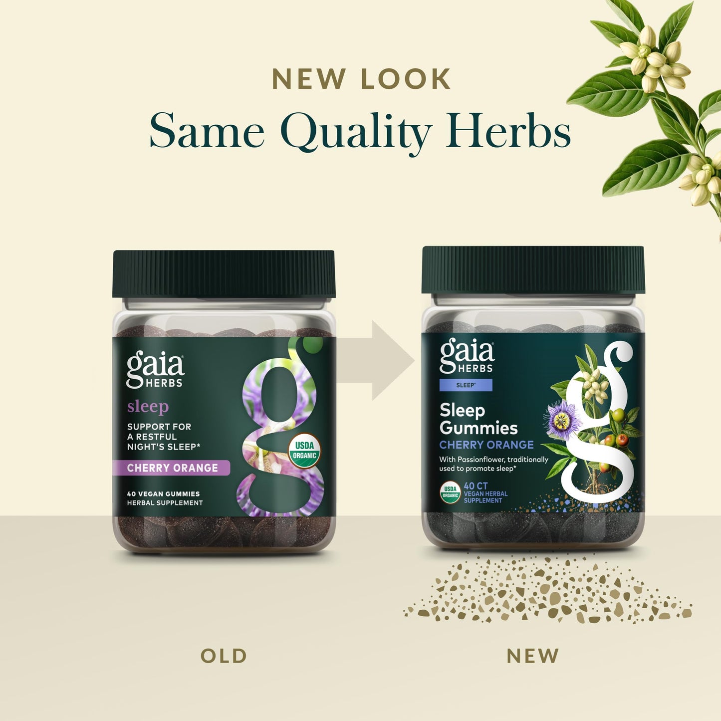 Gaia Herbs Sleep Gummies - Sleep Support, Ashwagandha, Reishi Mushroom & Passionflower, Cherry Orange - 40 Gummies