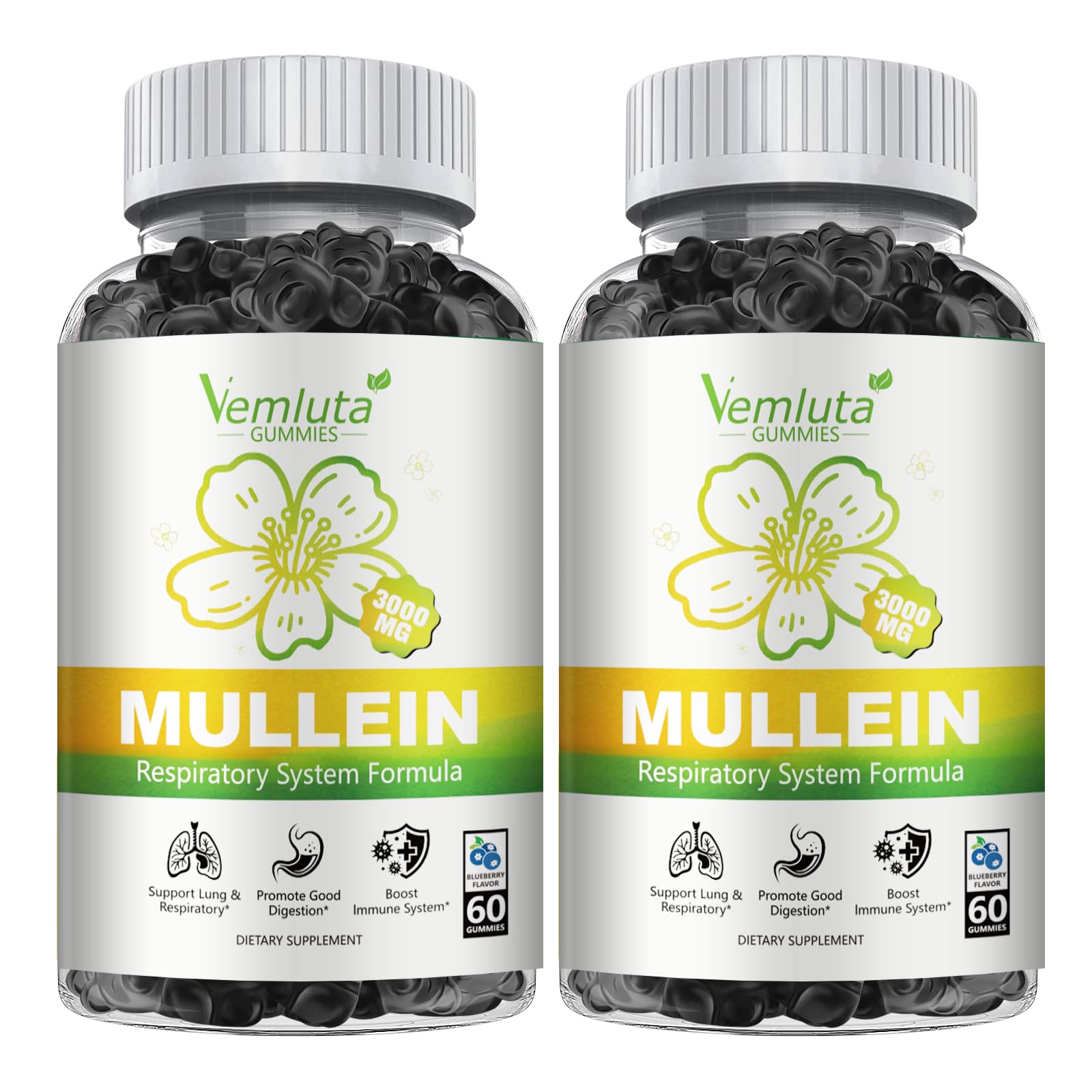 Vemluta Mullein Gummies for Lung Detox, 120 Gummies