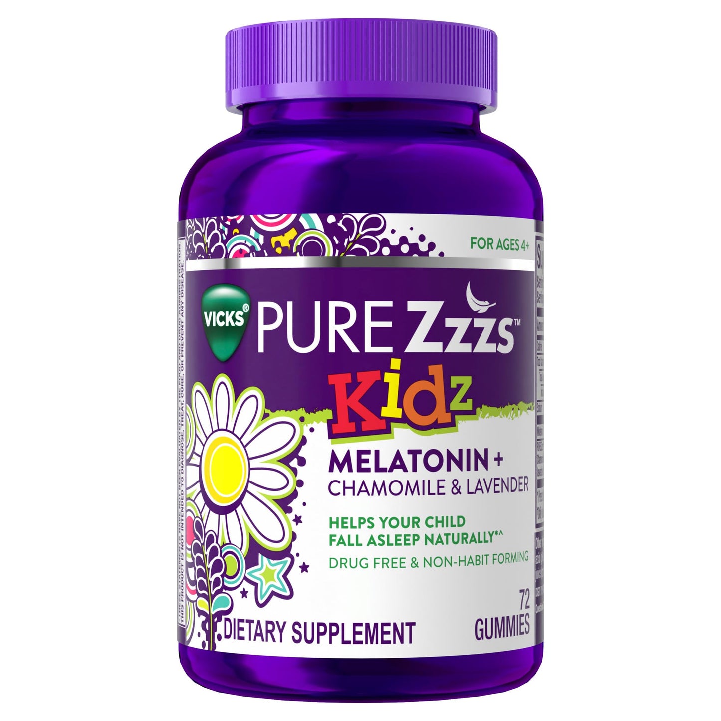 ZzzQuil Pure Zzzs Kidz Melatonin Gummy Sleep Aid, 1 mg Berry Flavored, 72 Count