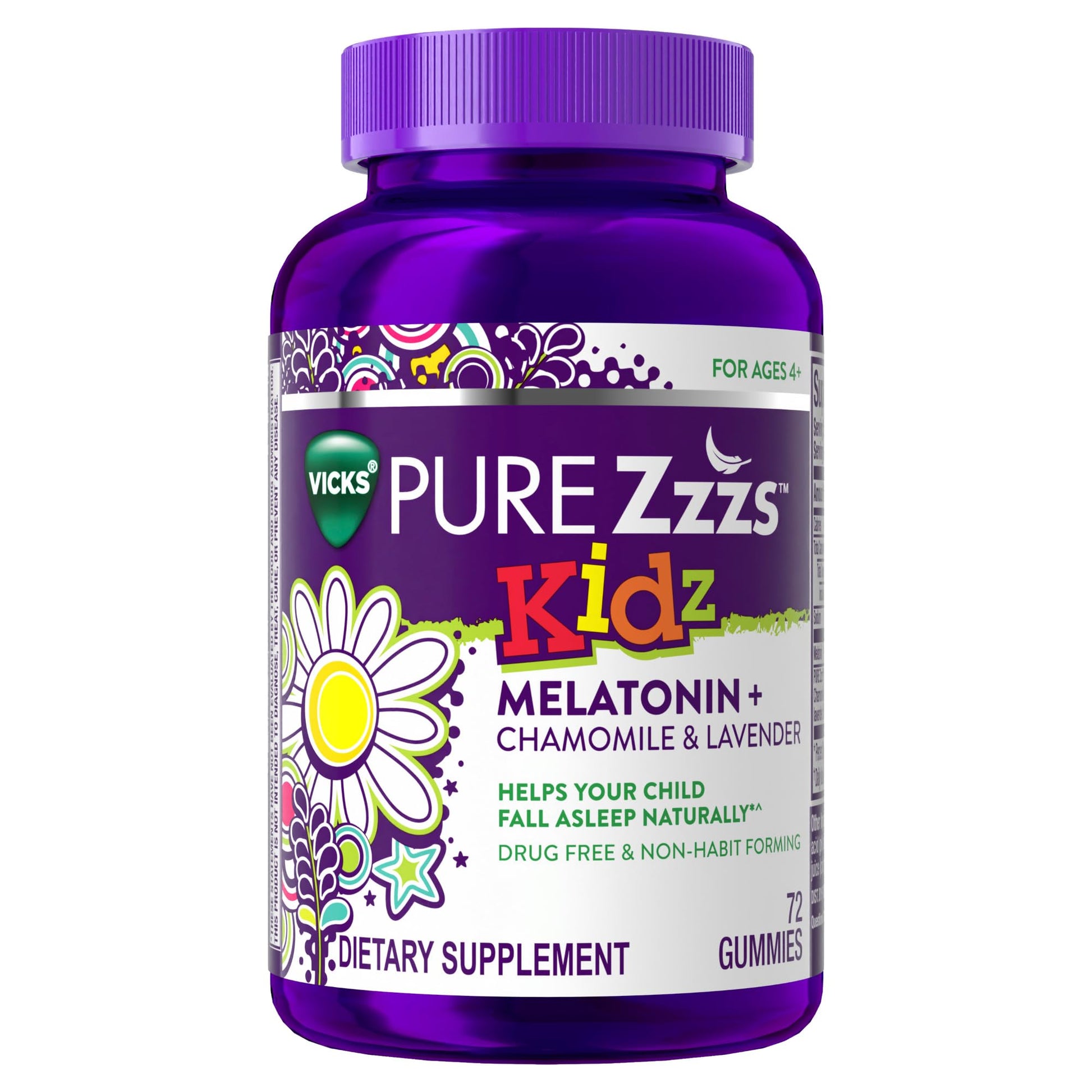 ZzzQuil Pure Zzzs Kidz Melatonin Gummy Sleep Aid, 1 mg Berry Flavored, 72 Count