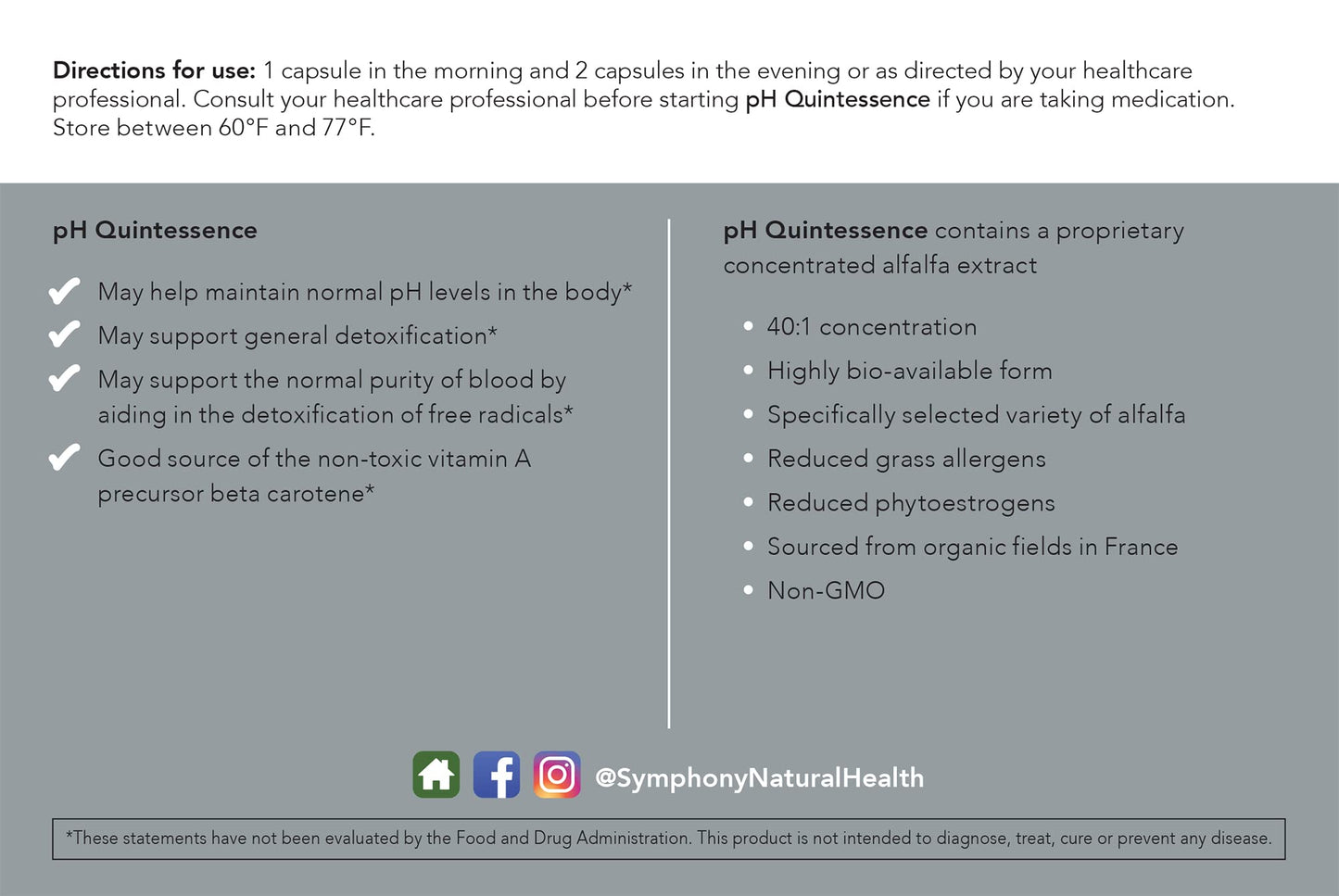 Natural Health International pH Quintessence Daily Greens Support for pH Balance & Metabolic Health, 180 Capsules