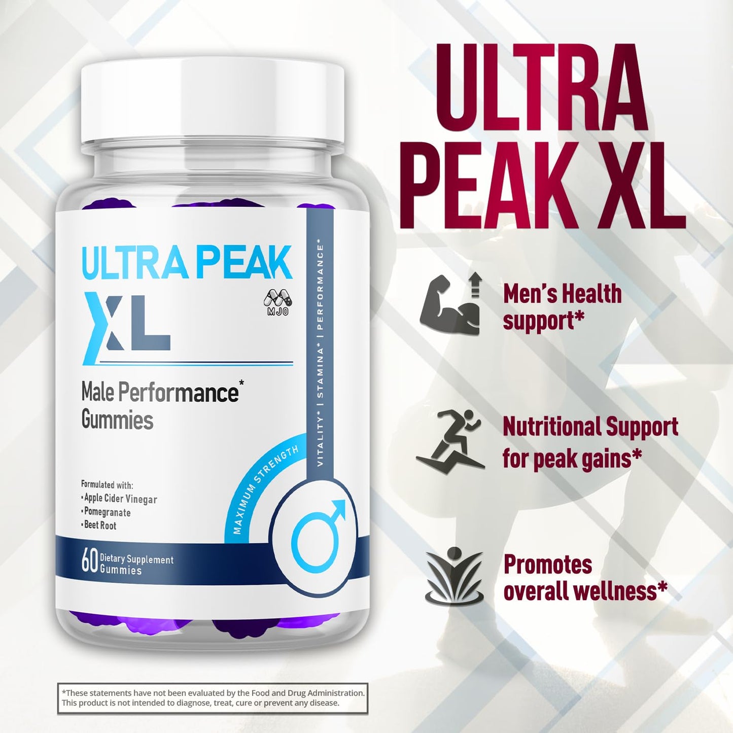 MJO Ultra Peak XL Gummies for Men, 60 Gummies