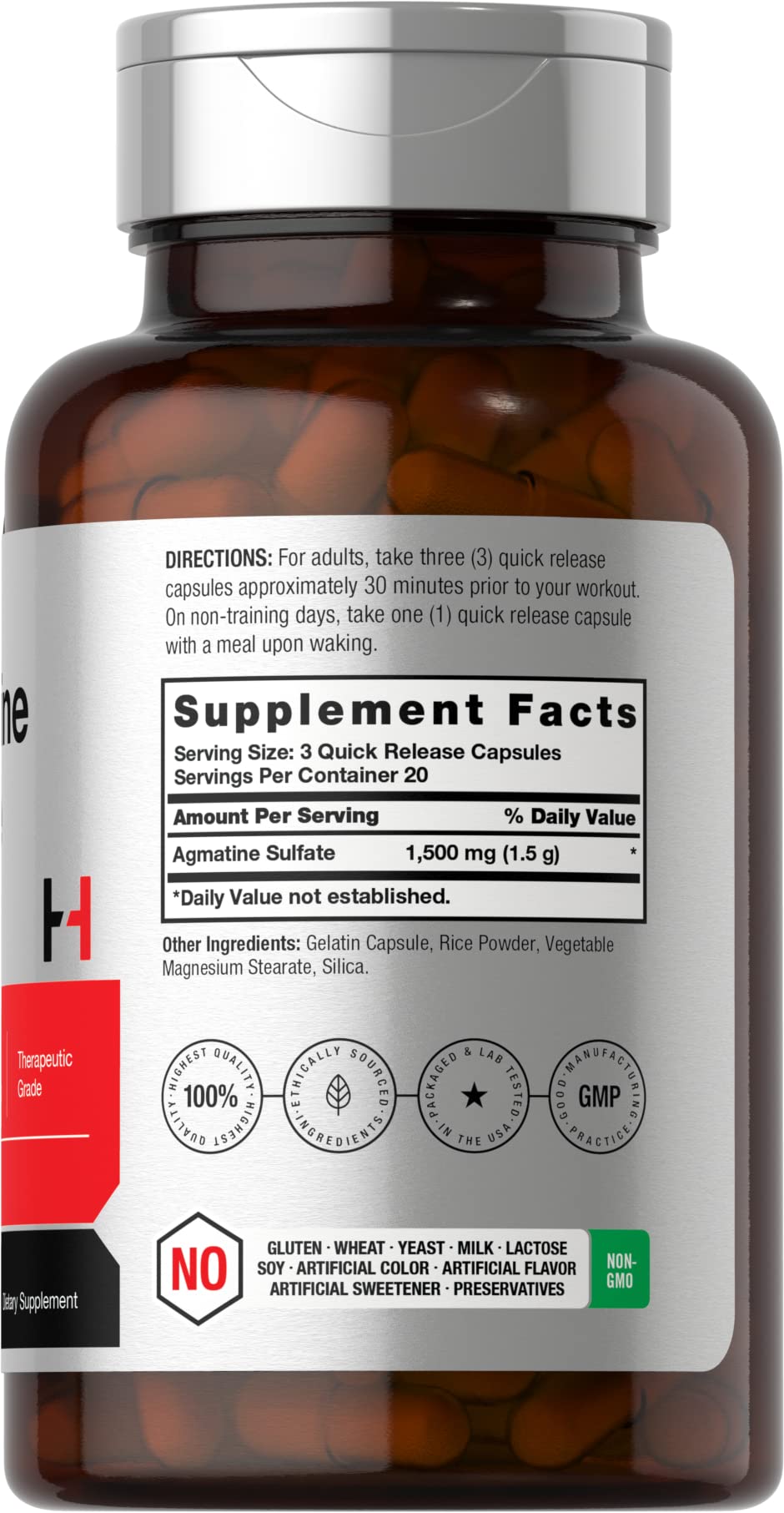Horbäach Agmatine Sulfate Capsules 1500mg, 60 Count