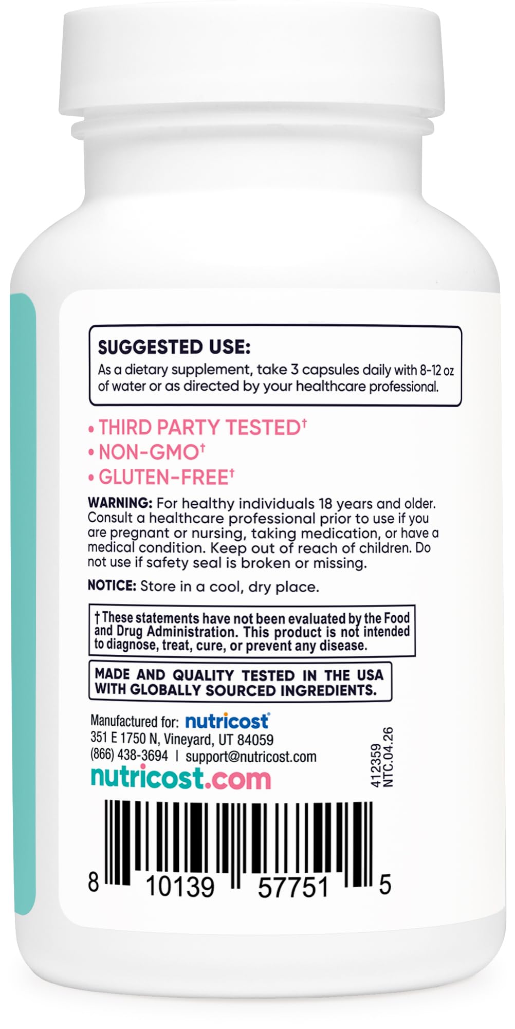 Nutricost Saw Palmetto for Women 1500mg Capsules 90 Count