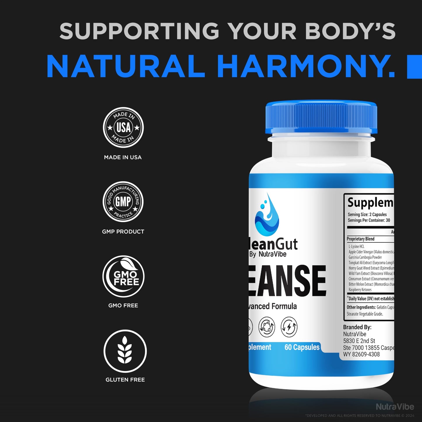 NutraVibe Clean Gut Capsules 60 Capsules