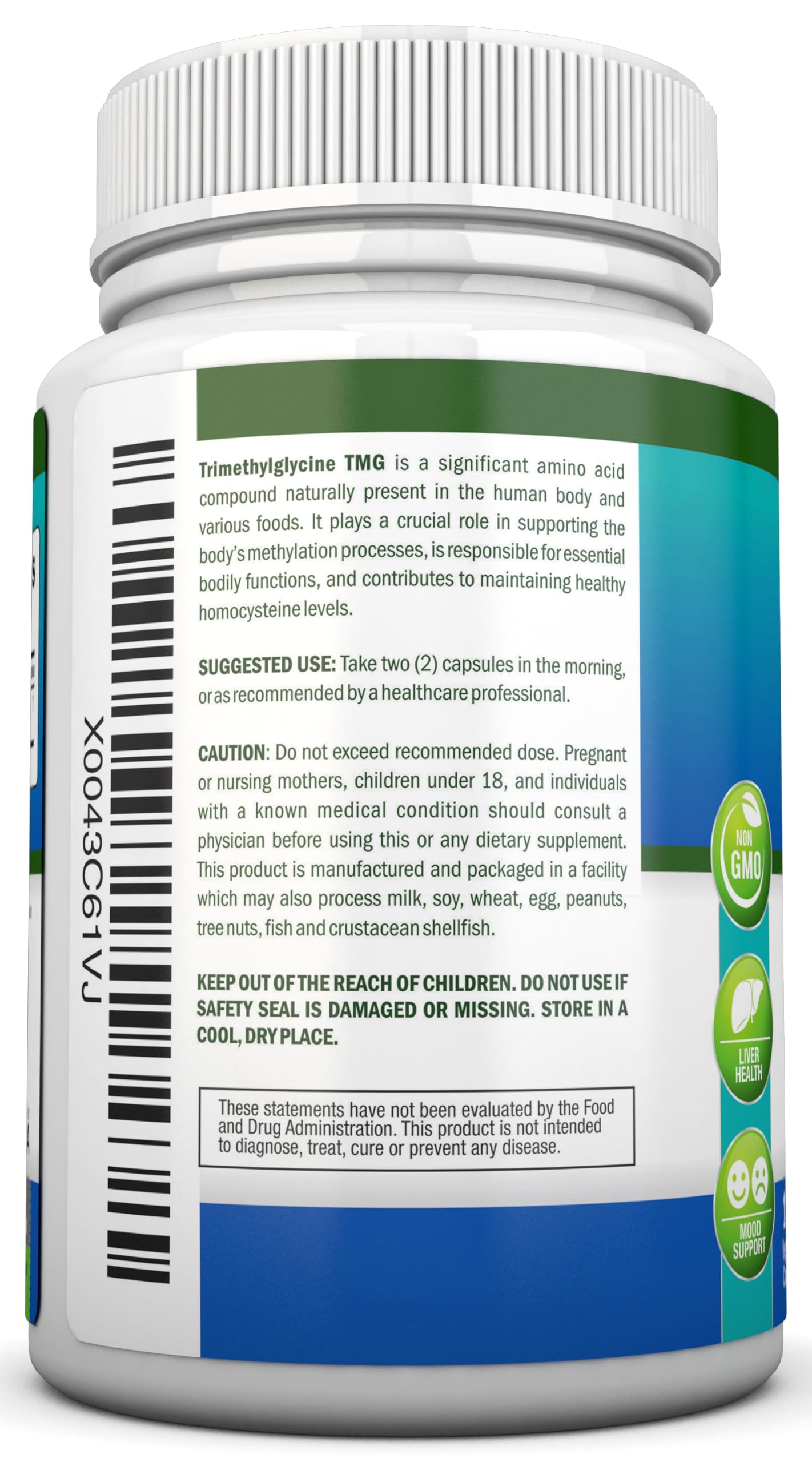 NutriONN TMG Trimethylglycine Supplement Capsule, 180 Capsules
