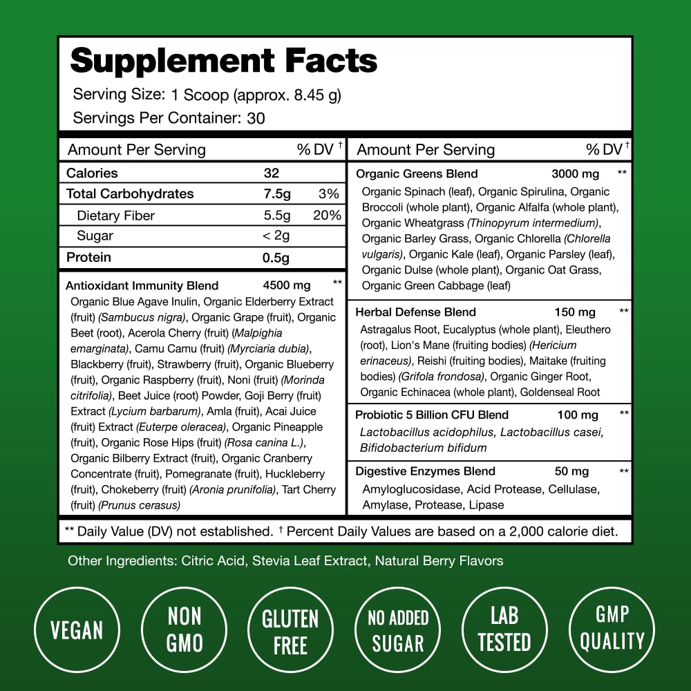 NutraChamps Super Greens Powder and Super Greens Antioxidant Powder Bundle, 2 Pack