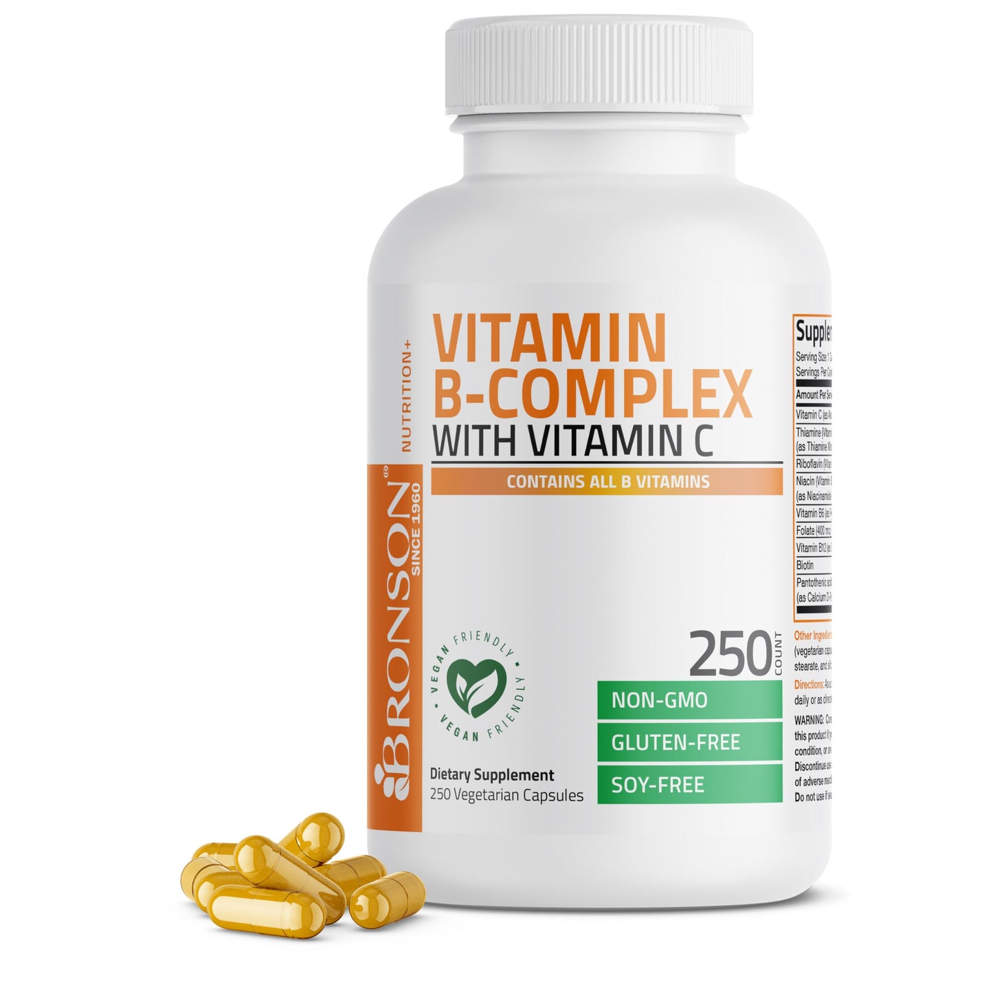 Bronson Vitamin B Complex with Vitamin C Capsule, 250 Capsules