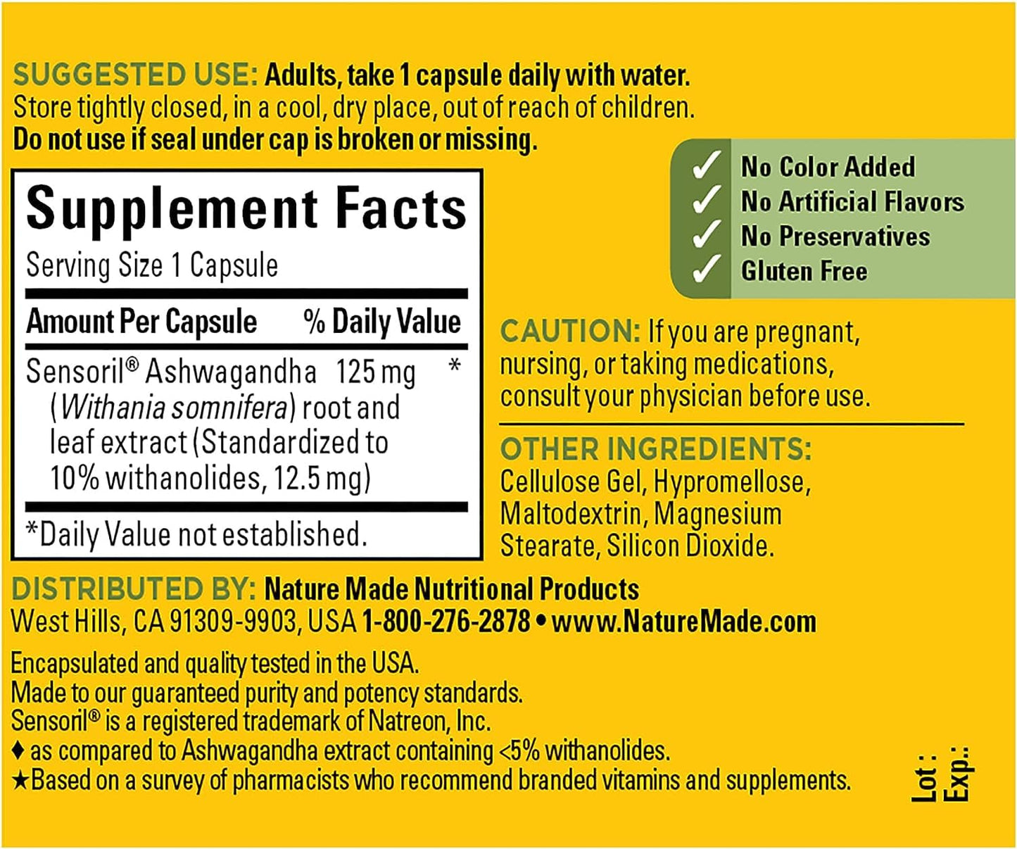 Nature Made Ashwagandha 125mg Capsules 120 Count for Stress Support