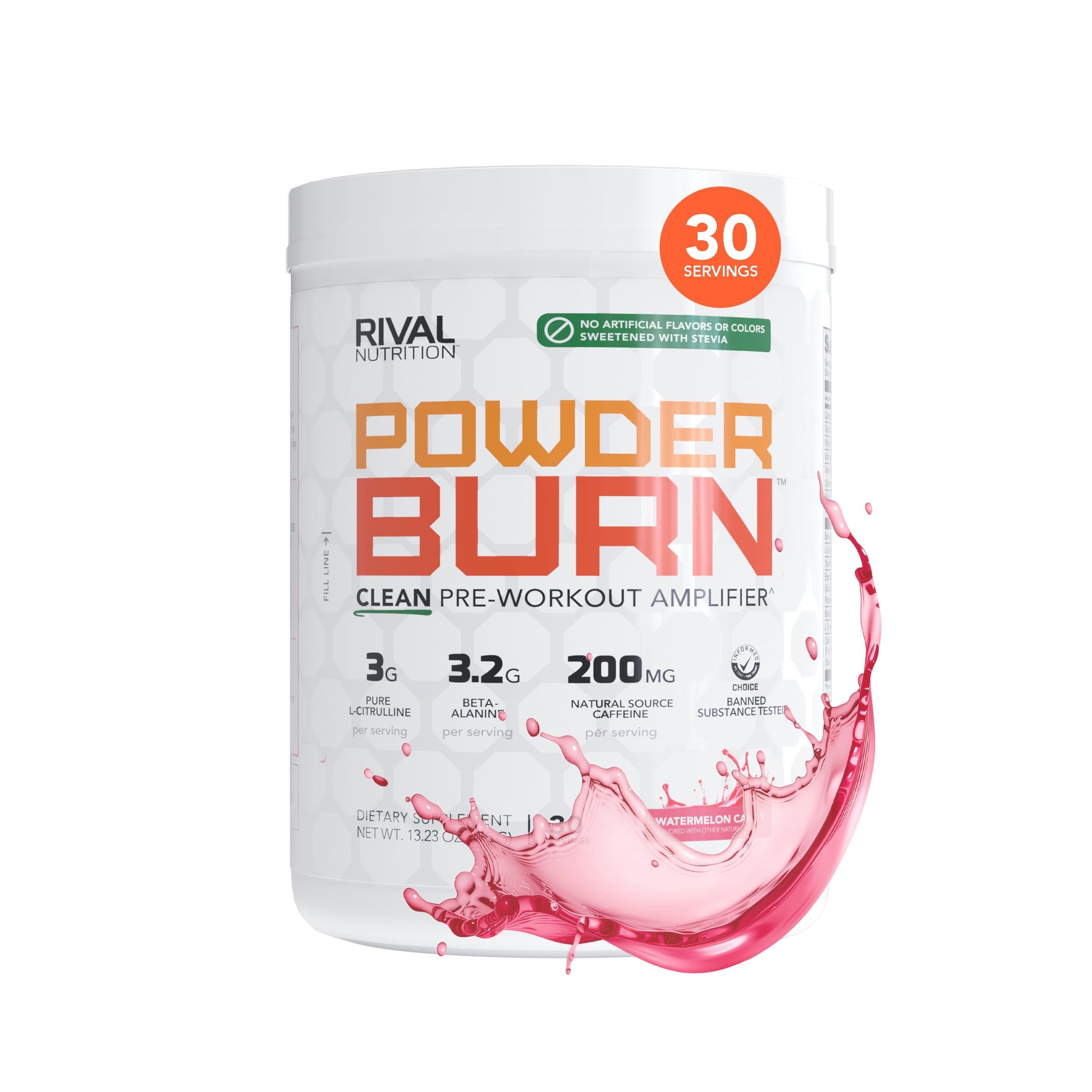 RIVAL NUTRITION Burn Pre-Workout Powder Watermelon Candy, 30 Servings