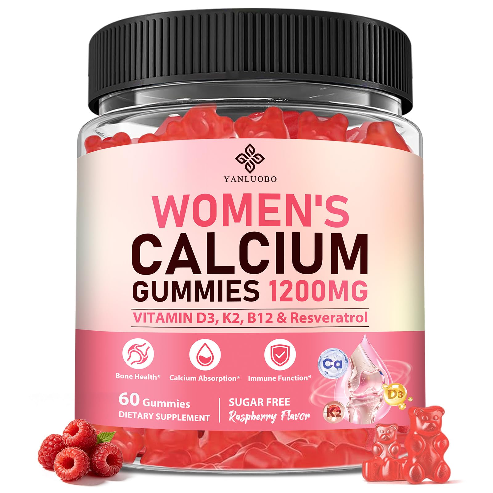 YANLUOBO Calcium Gummies for Women 60 Count