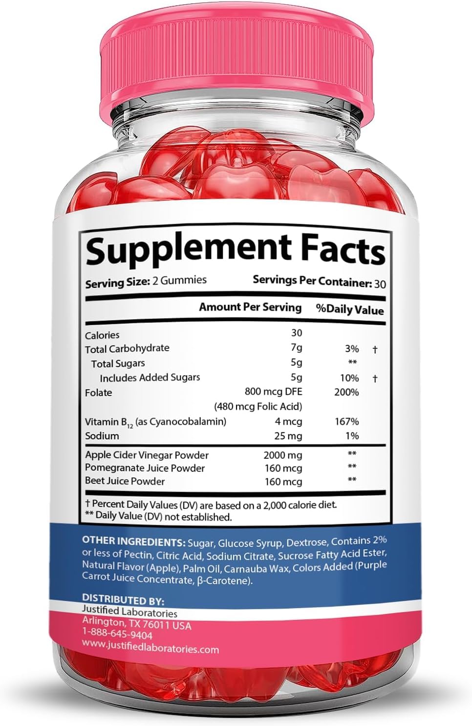Justified Laboratories Liberty Bites Keto ACV Gummies Extreme 2000MG Gummy 120 Count