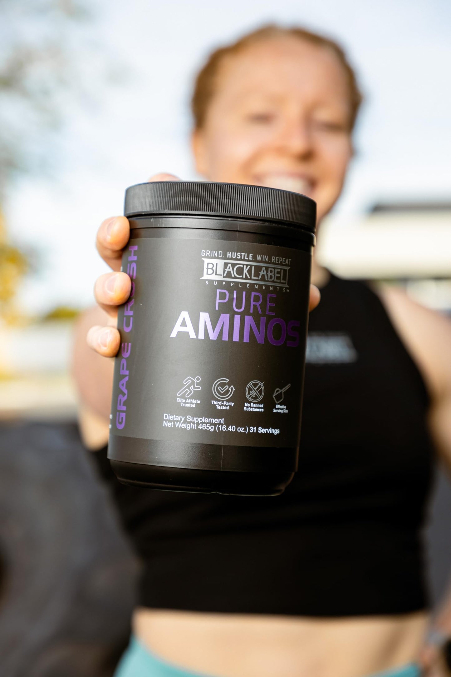 BLACKLABEL Supplements Pure AMINOS Essential Amino Acids Powder, Grape Crush, 16.4 oz