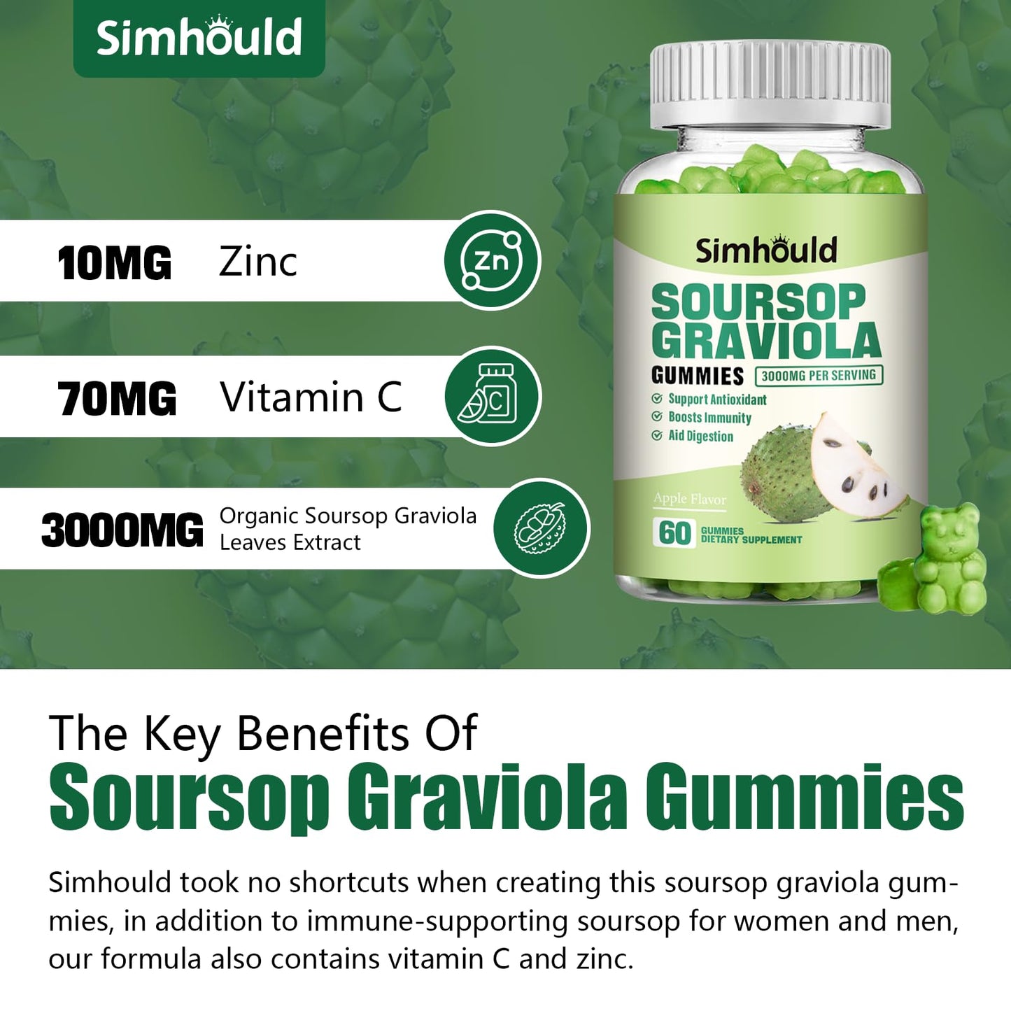Simhould Soursop Graviola Gummies 120 Count