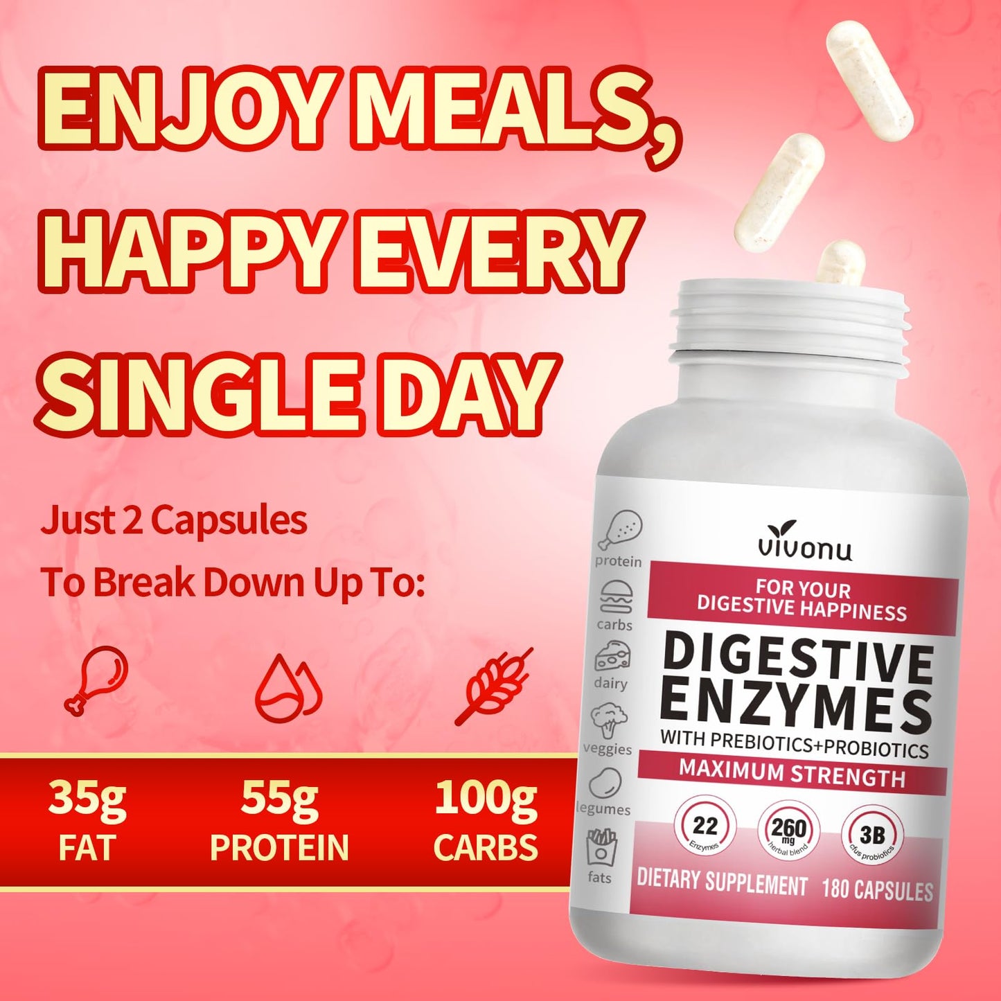 VivoNu Digestive Enzymes Capsule, 720 Count