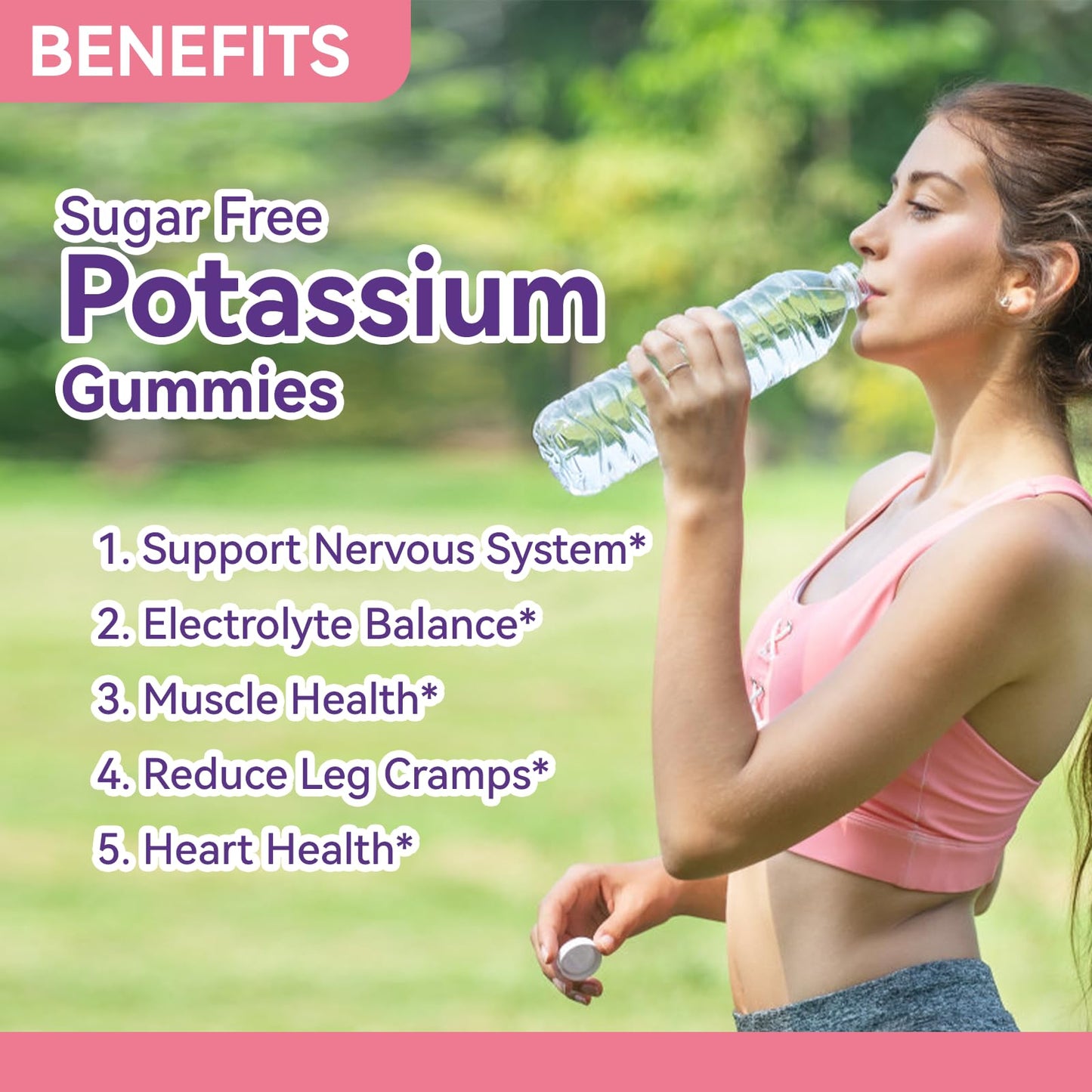 EAZGOO Potassium Gummies 1000mg, Chewable Potassium Supplement for Adults, Sugar Free, Vegan, 60 Count