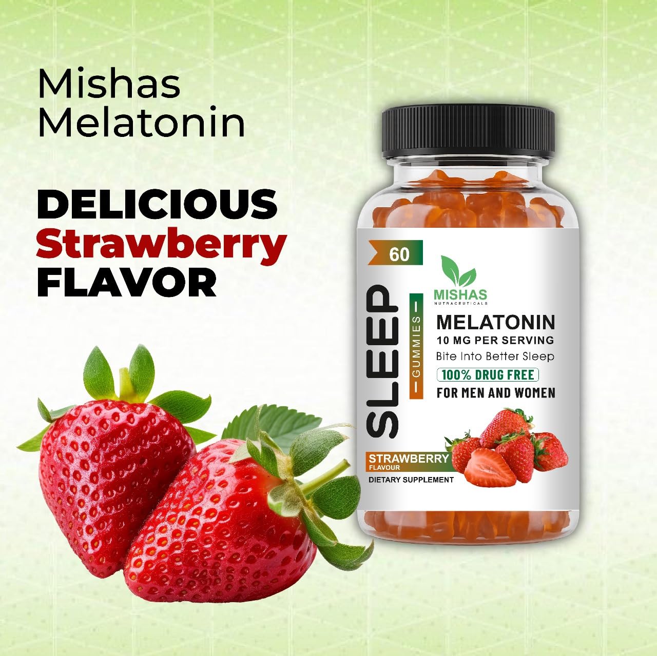 Mishas Melatonin Sleep Support Gummies 10 mg, 60 Gummies