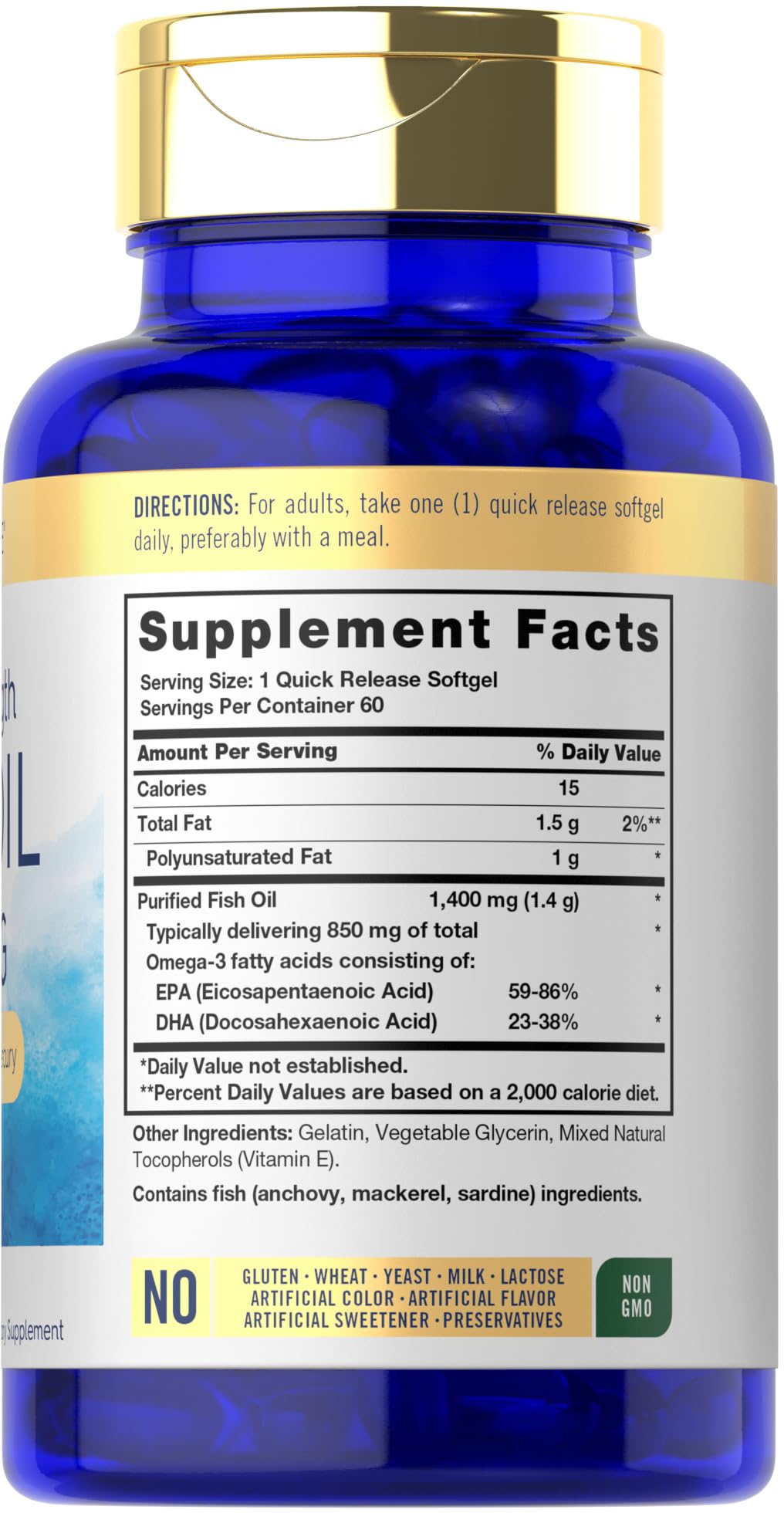 Carlyle Triple Strength Omega-3 Fish Oil 1400mg Softgels 60 Count