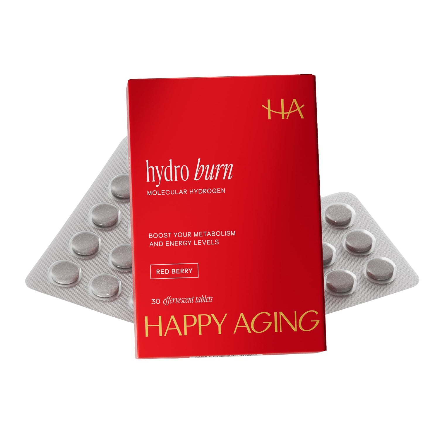 Happy Aging Hydro Burn H2 Molecular Hydrogen Water Tablets, 30 Tablets