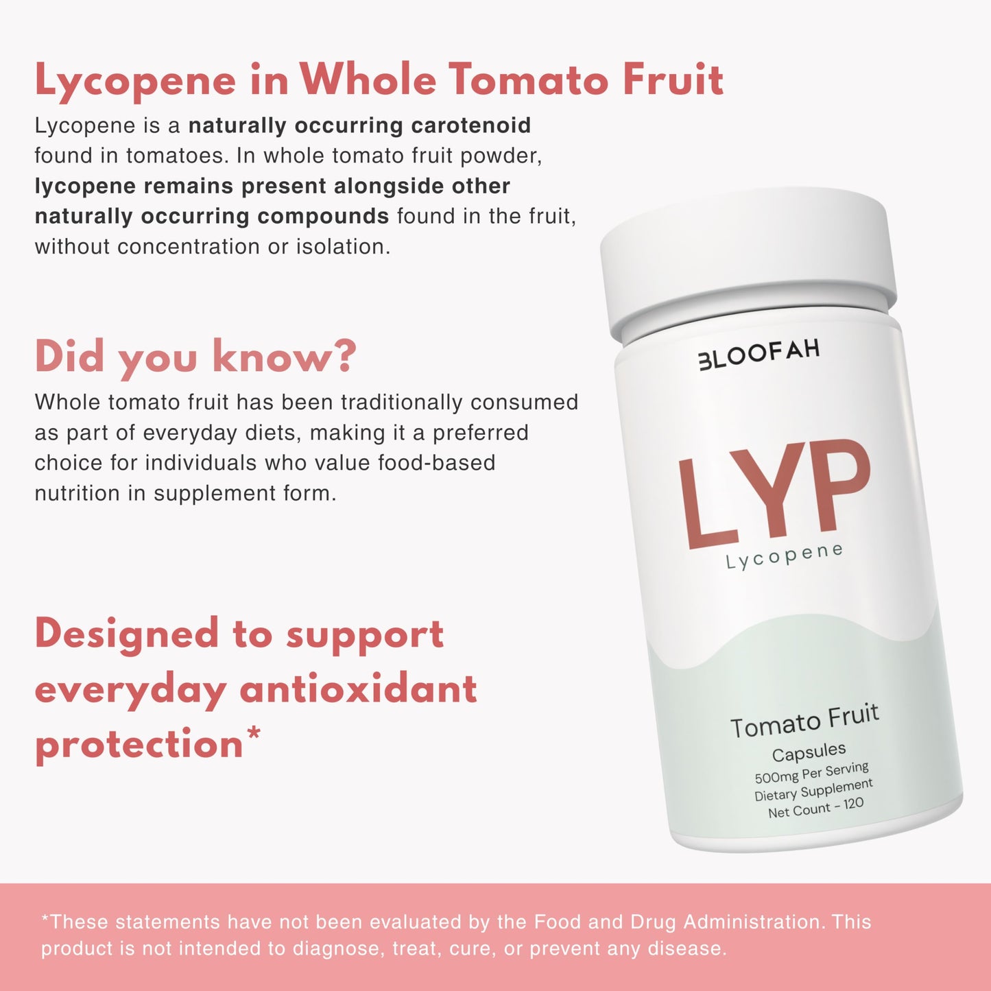 Bloofah Lycopene Supplement Capsules 500mg, 120 Count