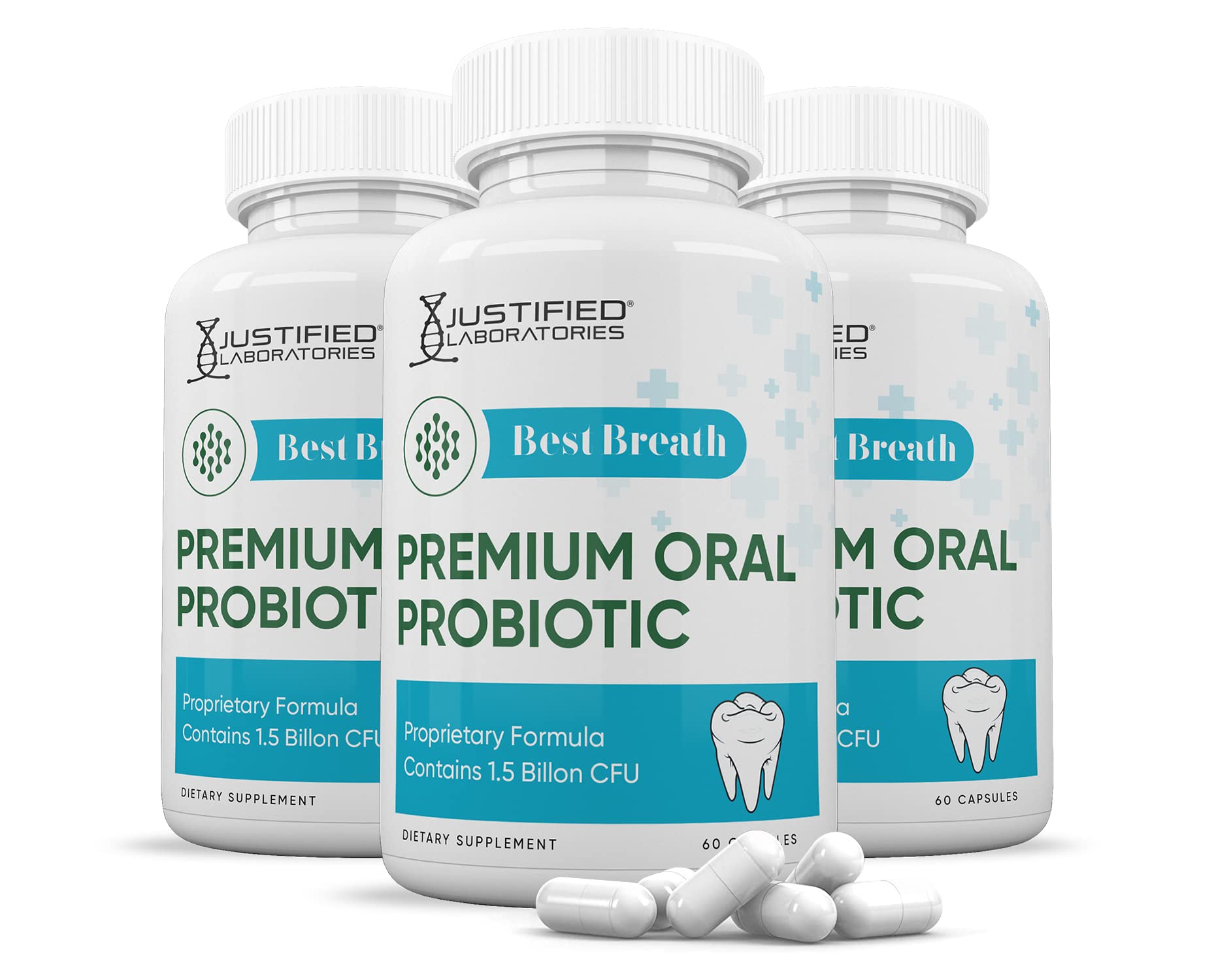 Justified Laboratories Best Breath Probiotic Oral Support 1.5 Billion CFU, 180 Capsules