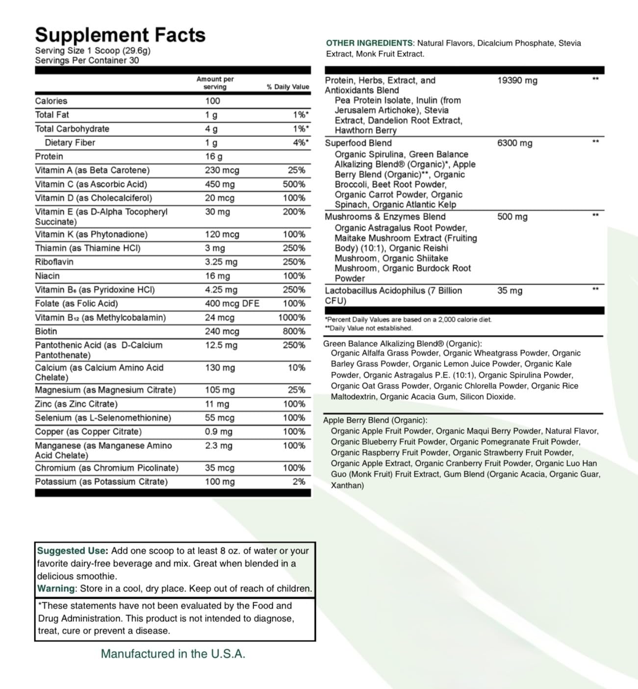Pur Tesai TesaiGreens Ultra Blend Superfood Nutritional Powder, 31.32 Ounce