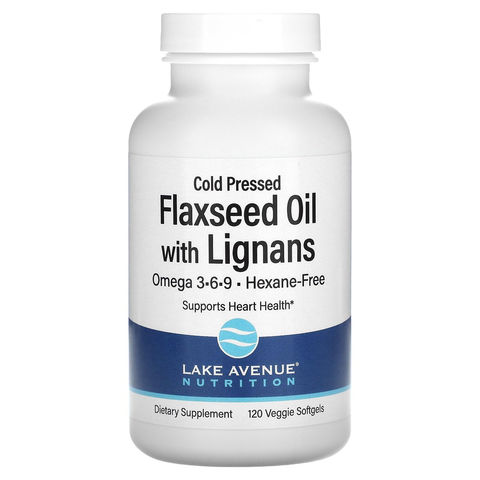 Lake Avenue Cold Pressed Flaxseed Oil with Lignans Softgels 120 Count