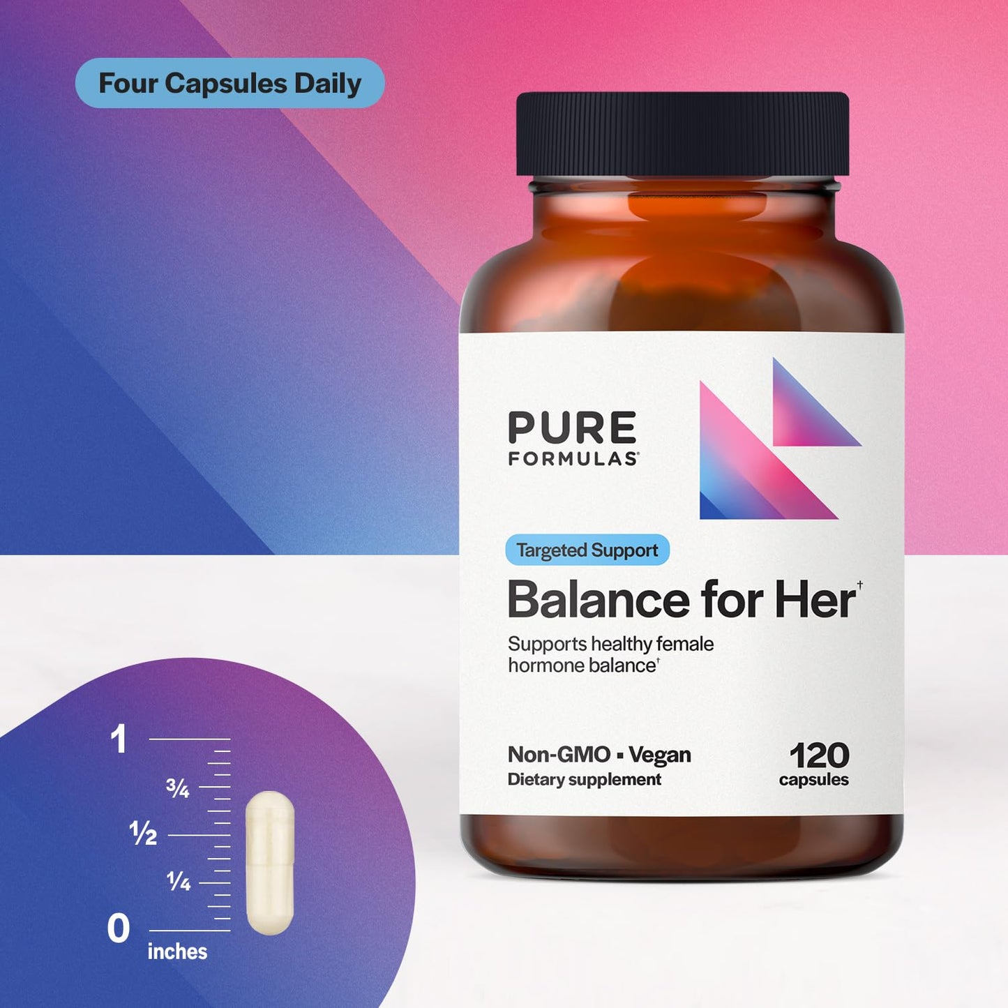 PureFormulas Balance for Her Hormone Balance for Women with DIM, Black Cohosh, Calcium D-Glucarate, EGCG Green Tea Extract & Chaste Tree, Capsule, 120 Count