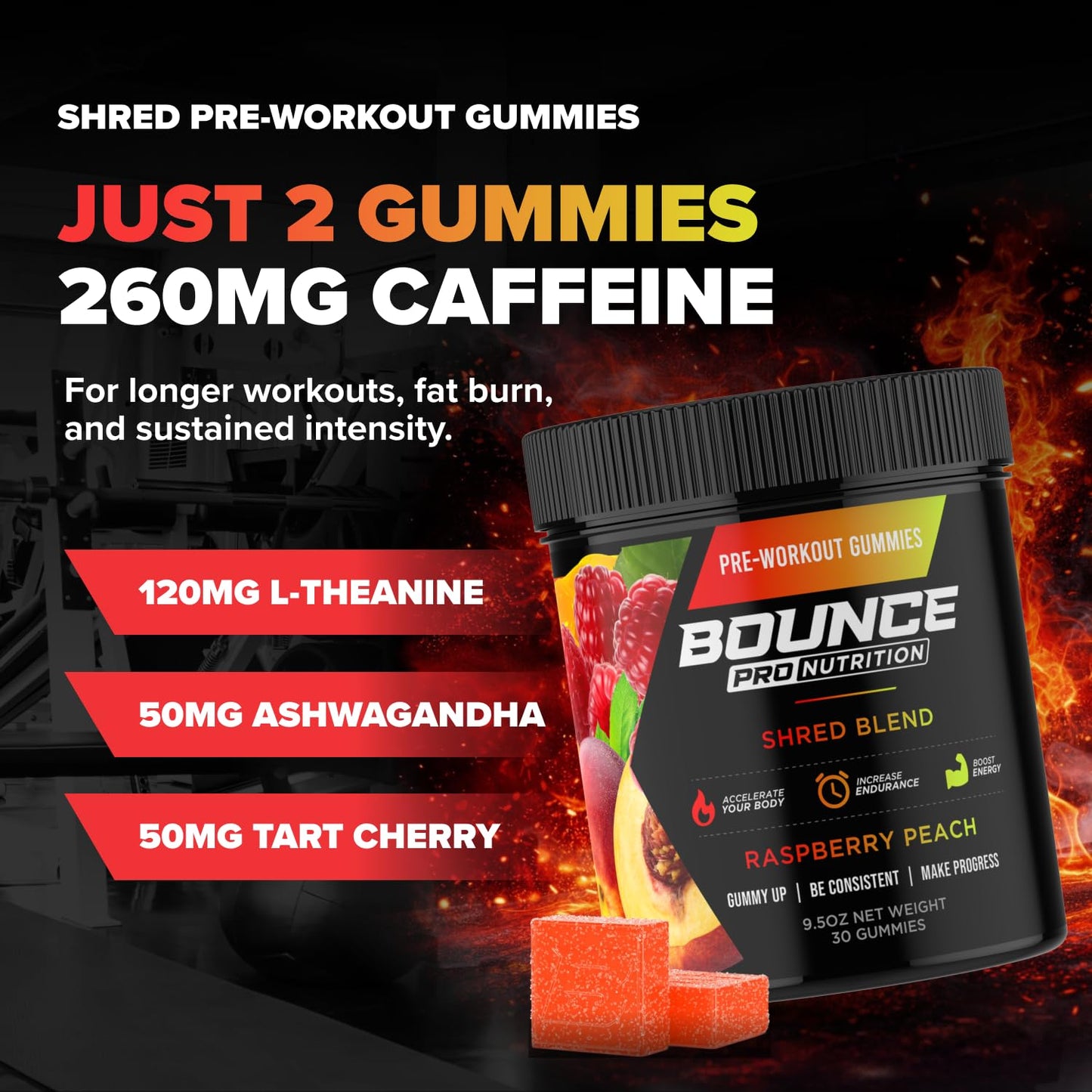 Bounce Pro Shred Blend Pre Workout Gummies, 30 Count