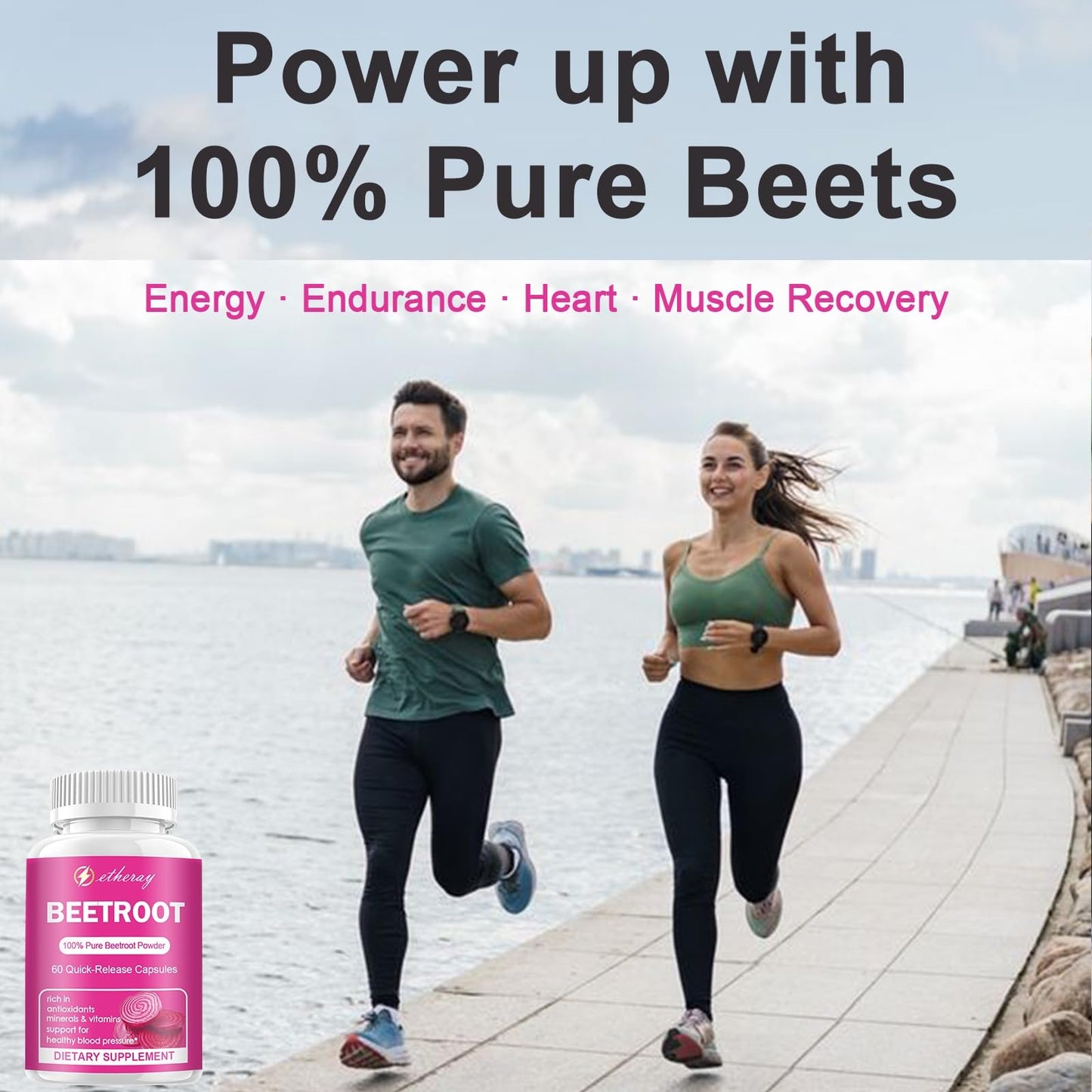 etheray Beet Root Capsules 1300mg Organic Beetroot Powder, Capsule, 60 Count