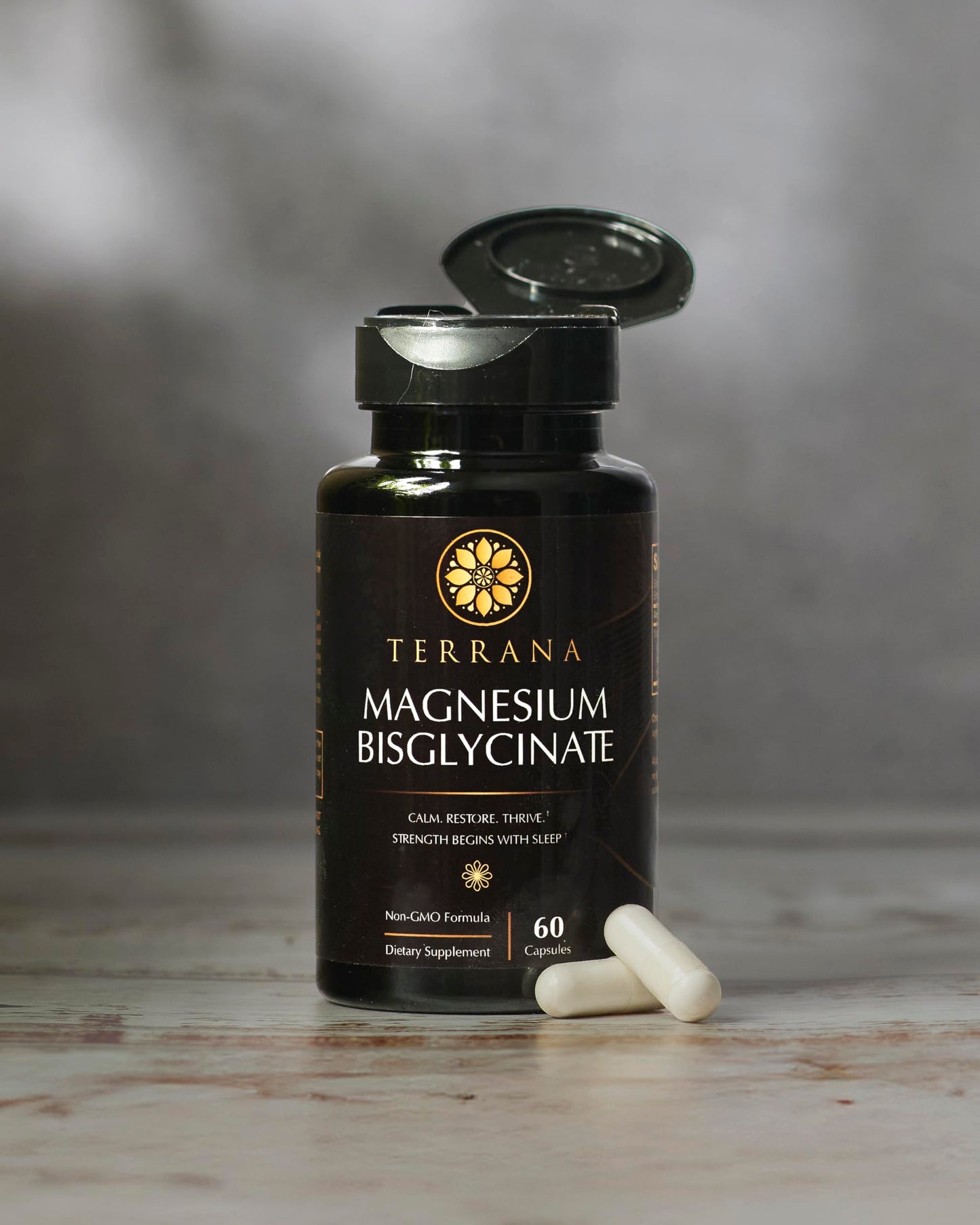 Terrana Magnesium Bisglycinate 200mg Elemental Magnesium Capsules, 60 Count
