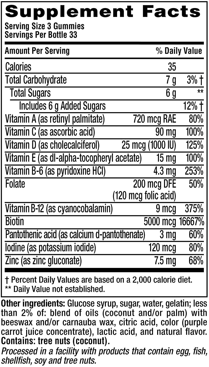 Vitafusion Gorgeous Hair, Skin & Nails Multivitamin Raspberry Gummy 200 Gummies