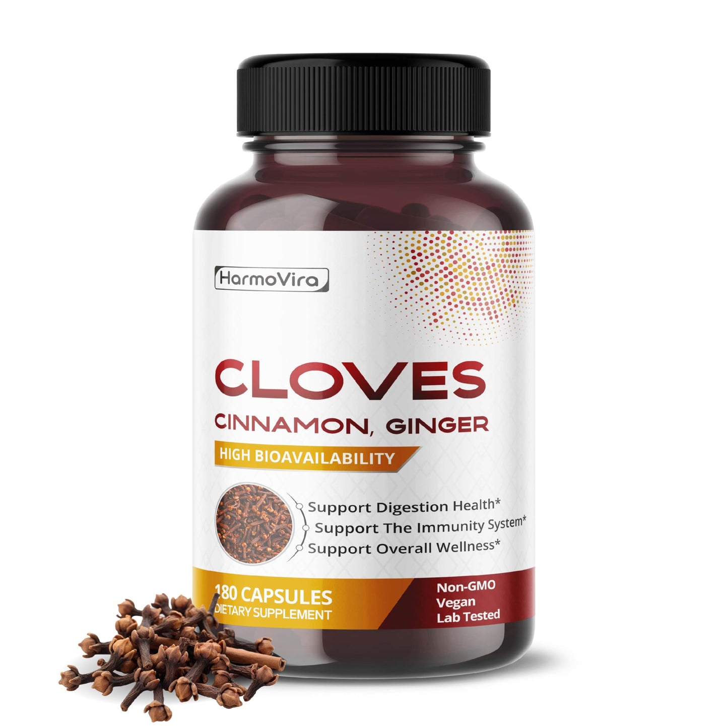 HarmoVira Liposomal Cloves Supplement with Cinnamon, Ginger, Turmeric, Oregano & Black Pepper Capsules, 180