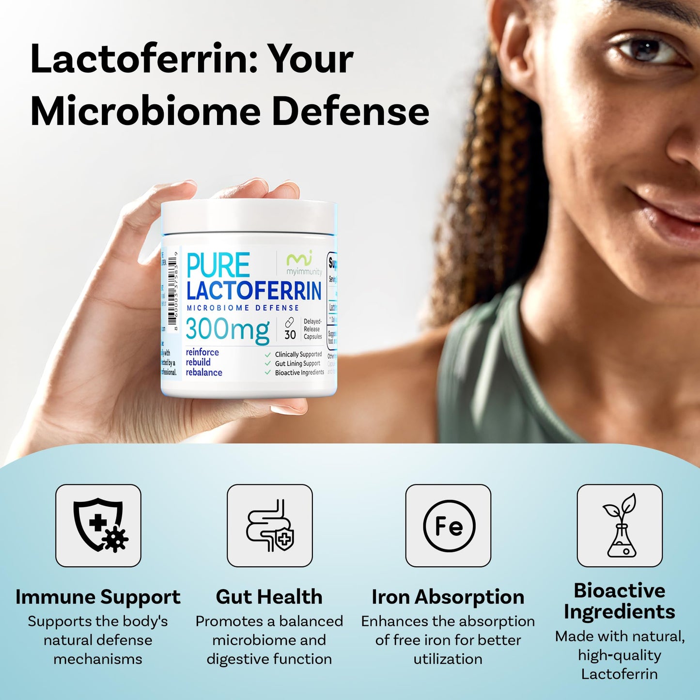 MyImmunity Lactoferrin 300mg Delayed Release Capsules, 30 Count