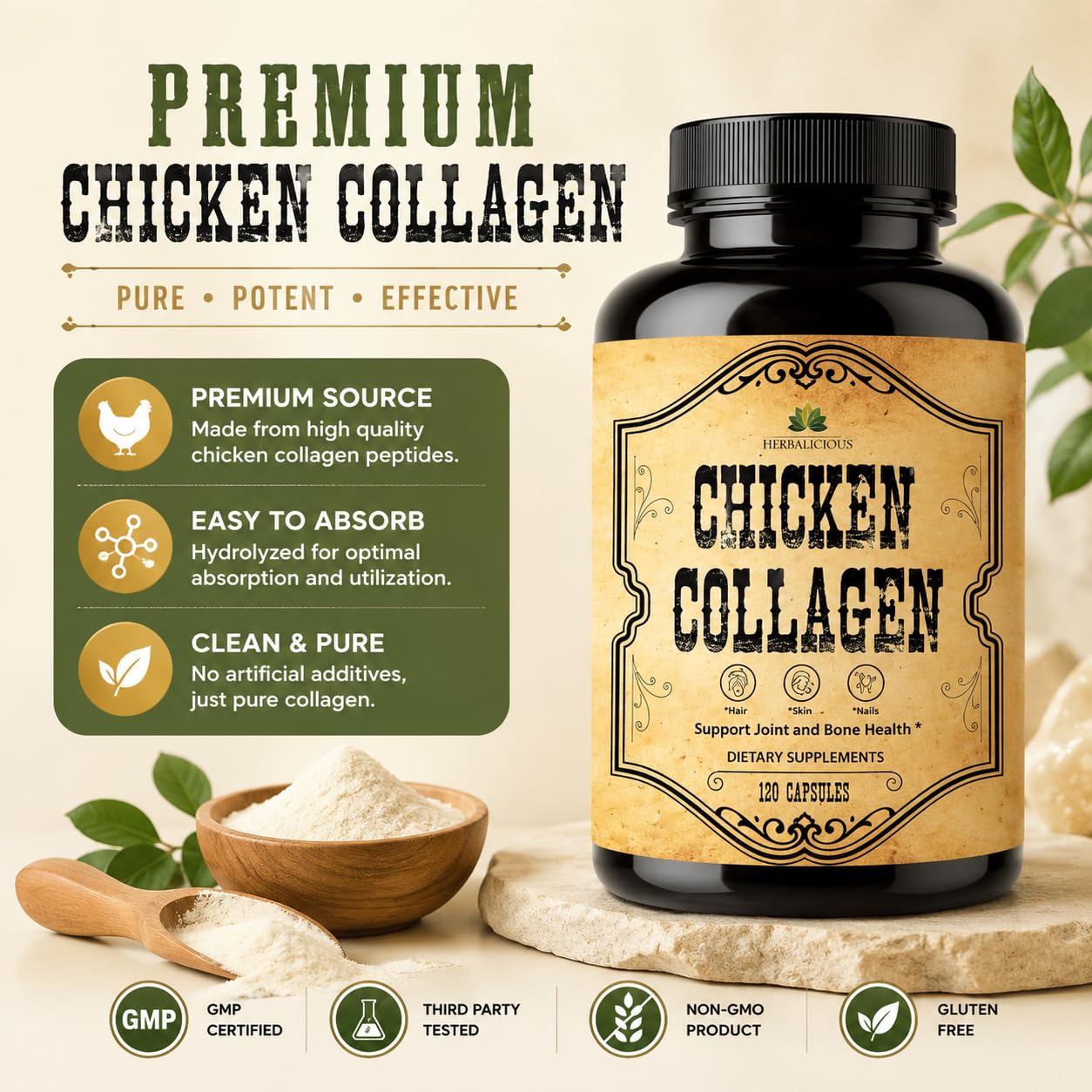 HERBALICIOUS Chicken Collagen 120 Capsules