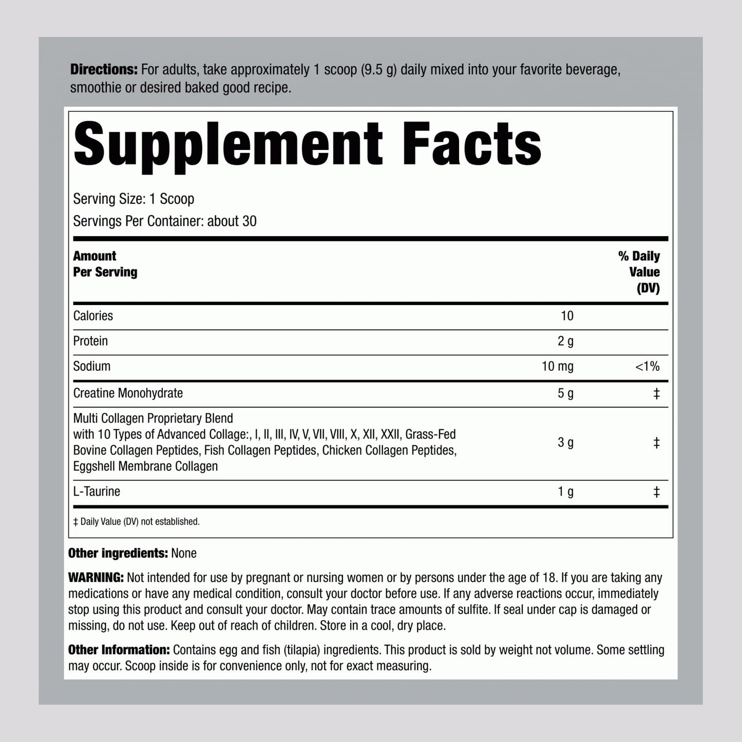 Piping Rock Creatine Monohydrate Powder 10 Ounce