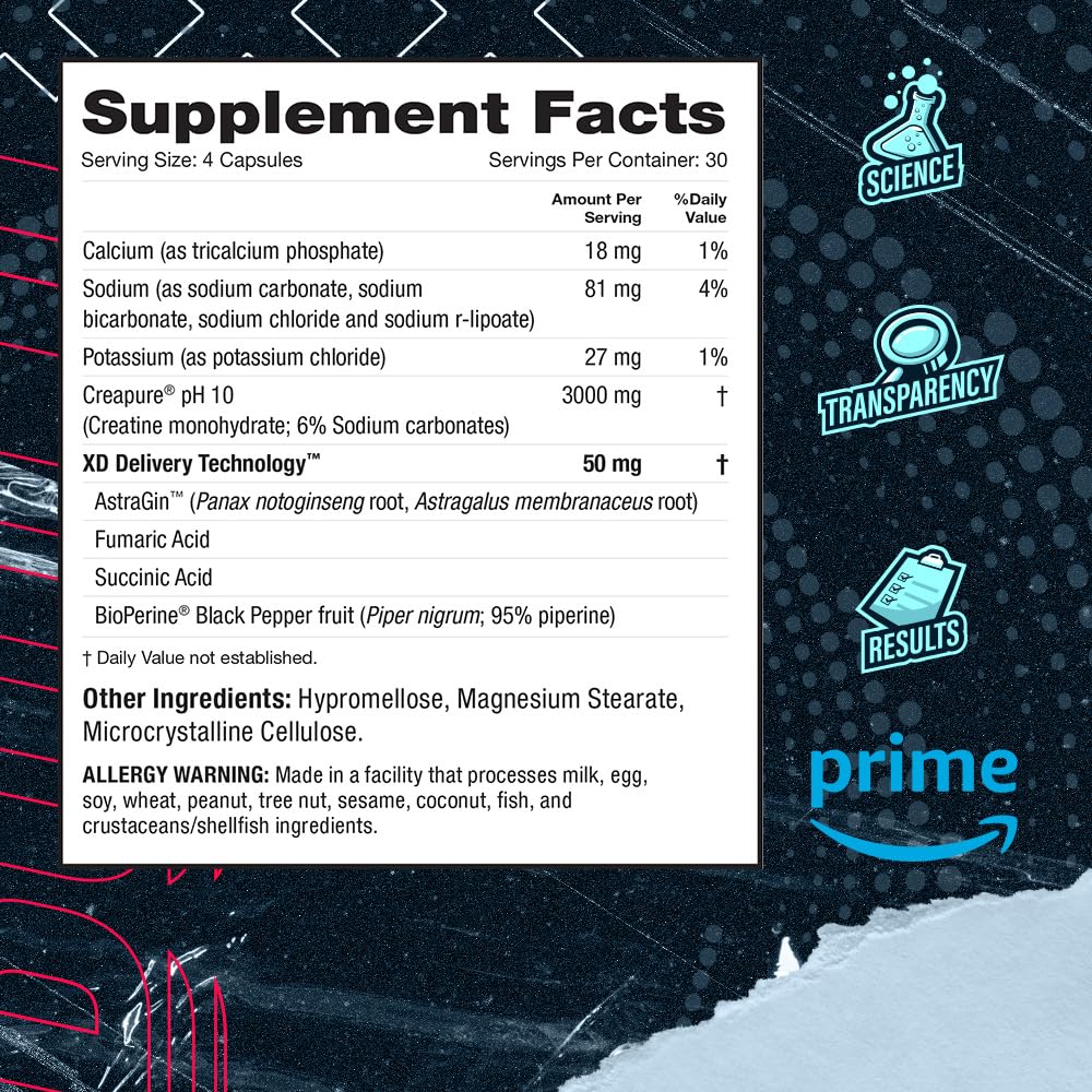 Blue Star Nutraceuticals CREA-TECH Creapure Creatine Monohydrate with Electrolytes Capsules - 120 Veggie Capsules