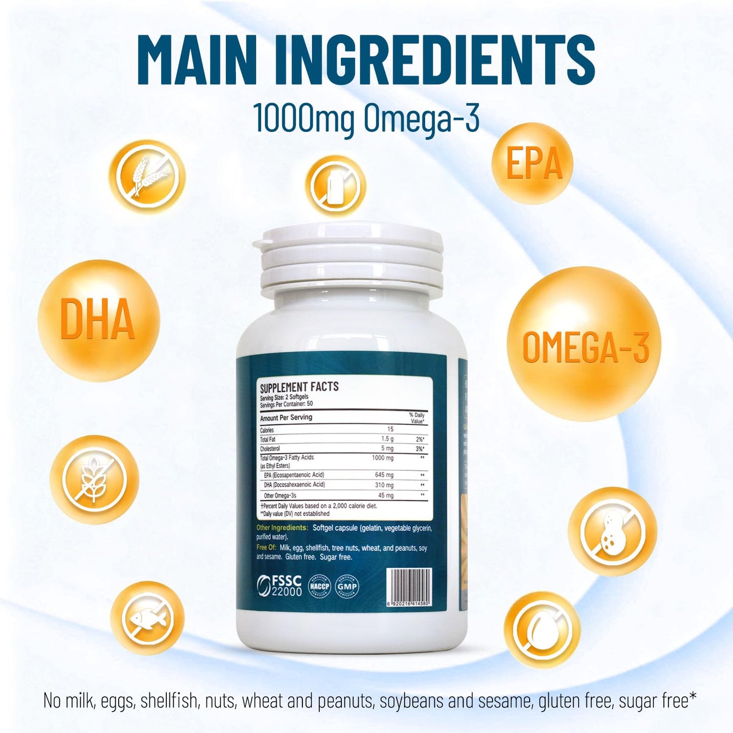 Wins Town Omega 3 Fish Oil Softgels, 100 Softgels