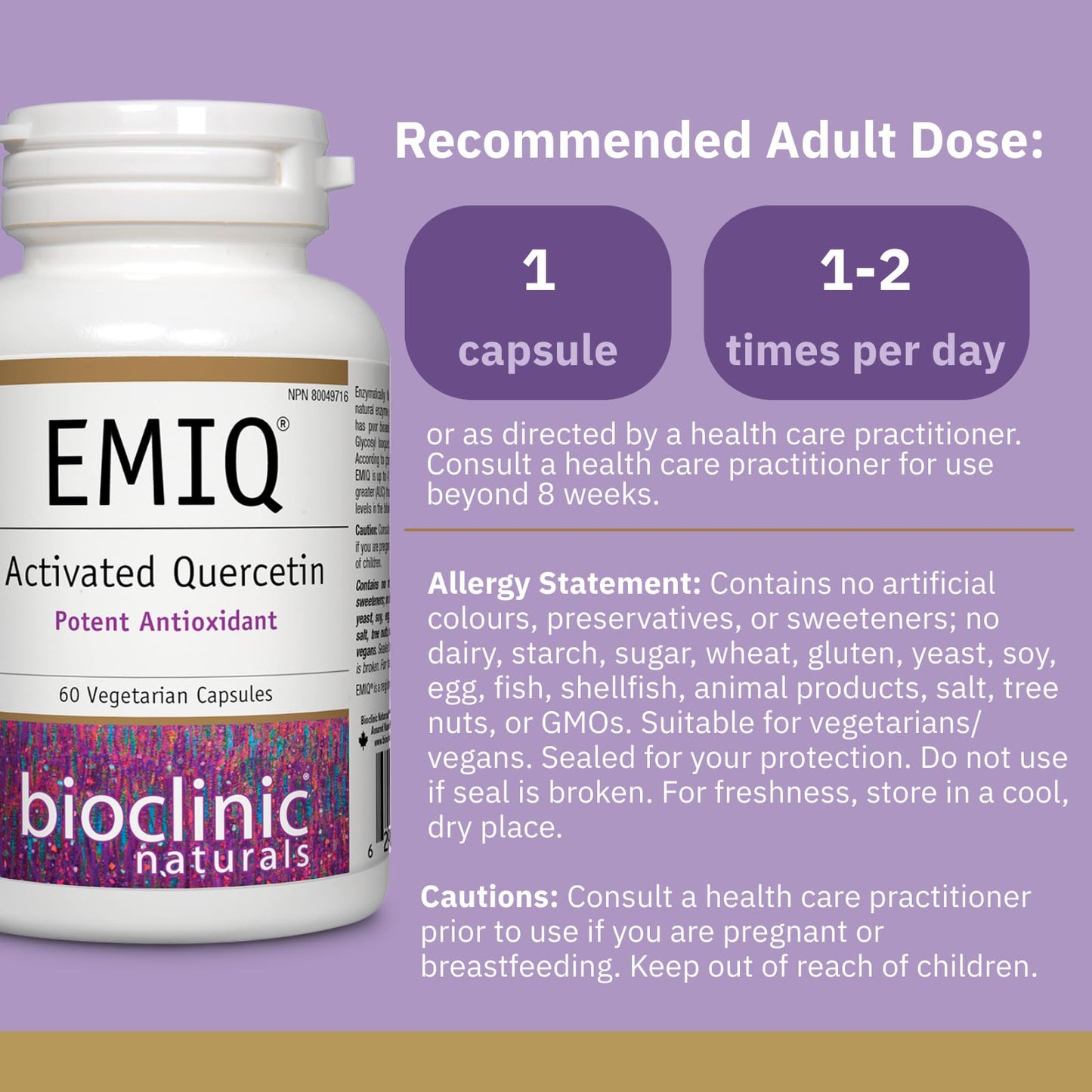 Bioclinic Naturals EMIQ Activated Quercetin, 60 Capsules