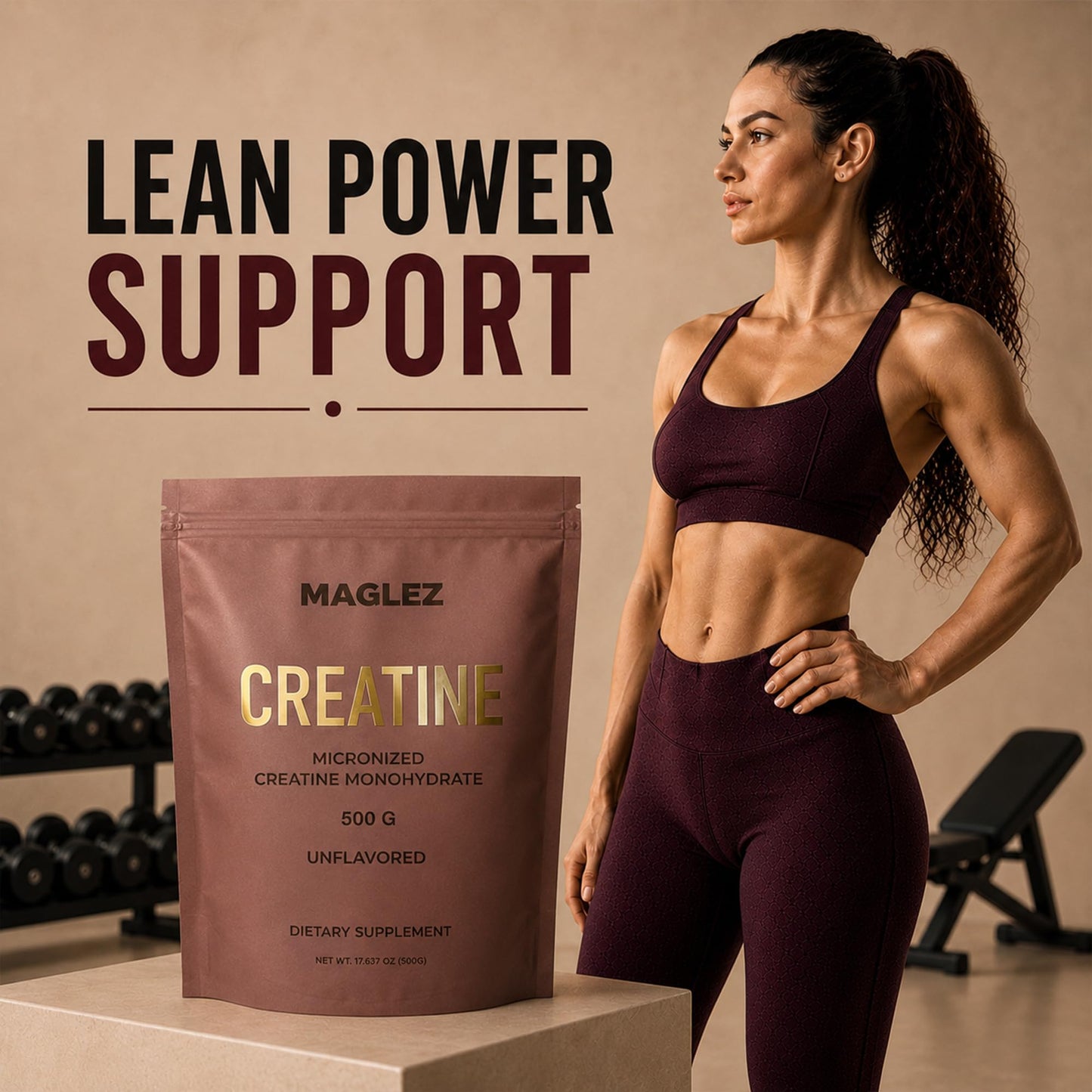 MAGLEZ Creatine Monohydrate Powder 500g (100 Servings)