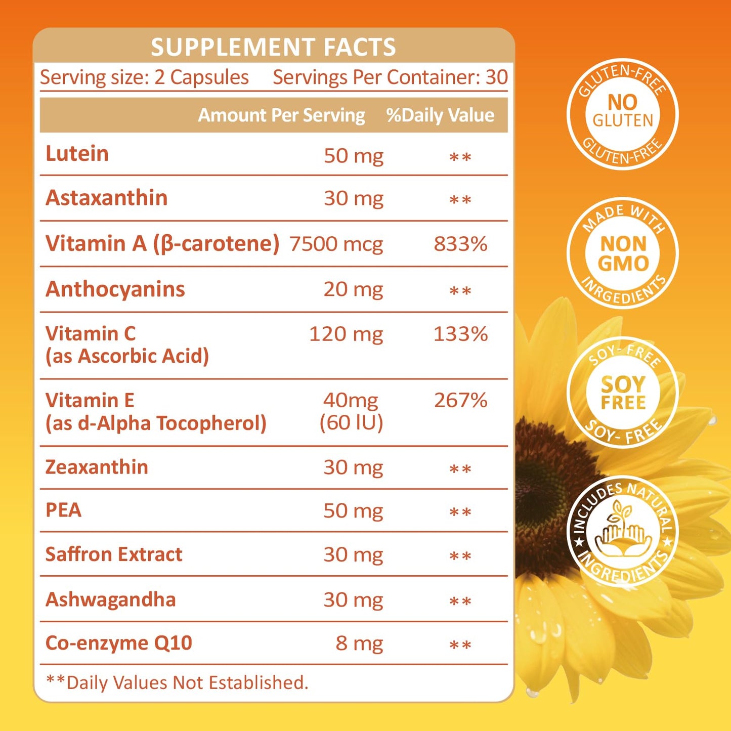 KUAFLY Lutein and Zeaxanthin with Astaxanthin Eye Vitamins 50mg Capsules, 60 Count