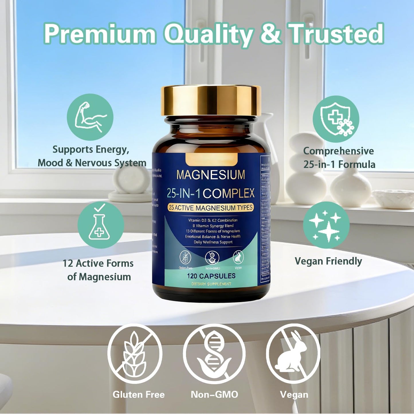 SERSANVE Magnesium Complex with Ashwagandha Magnesium Glycinate Capsules, 120 Count