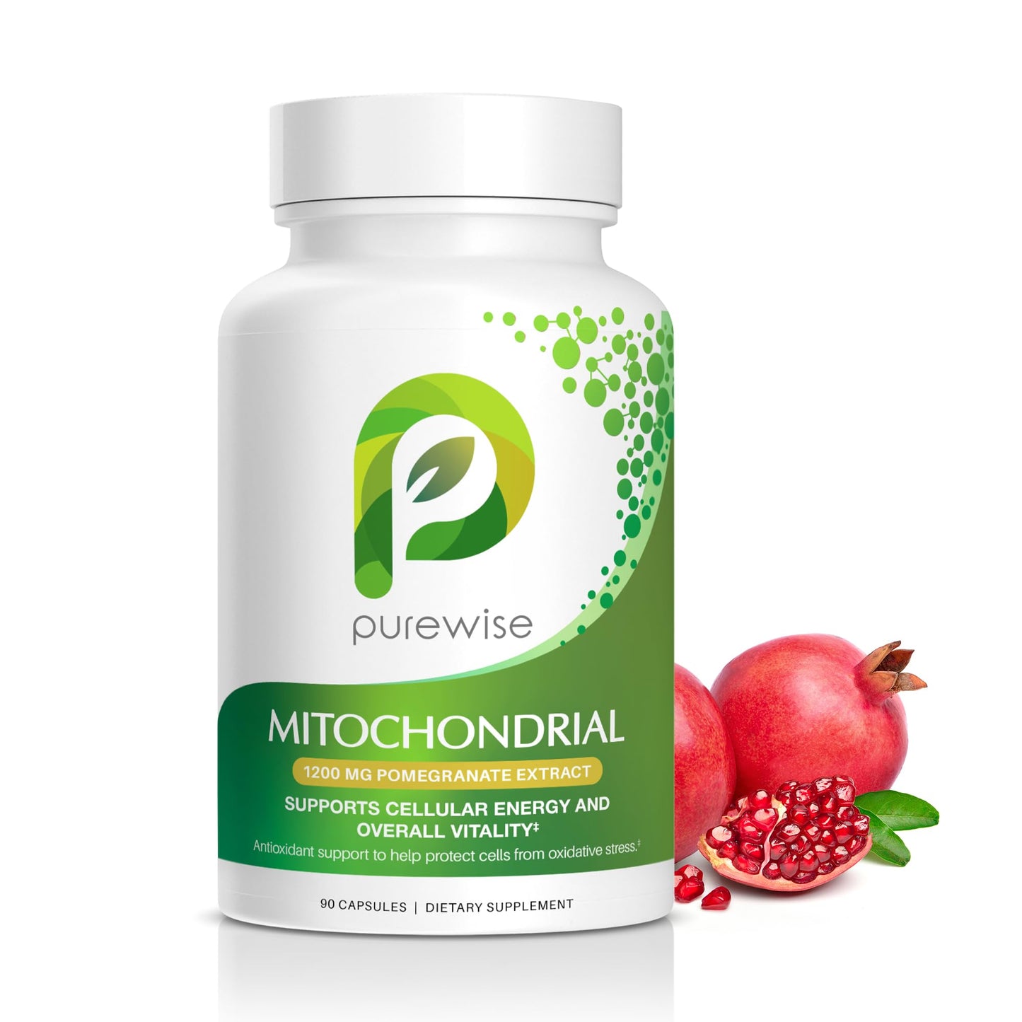 PureWise Mitochondrial Supplements with 1200 mg Pomegranate Extract 90 Capsules