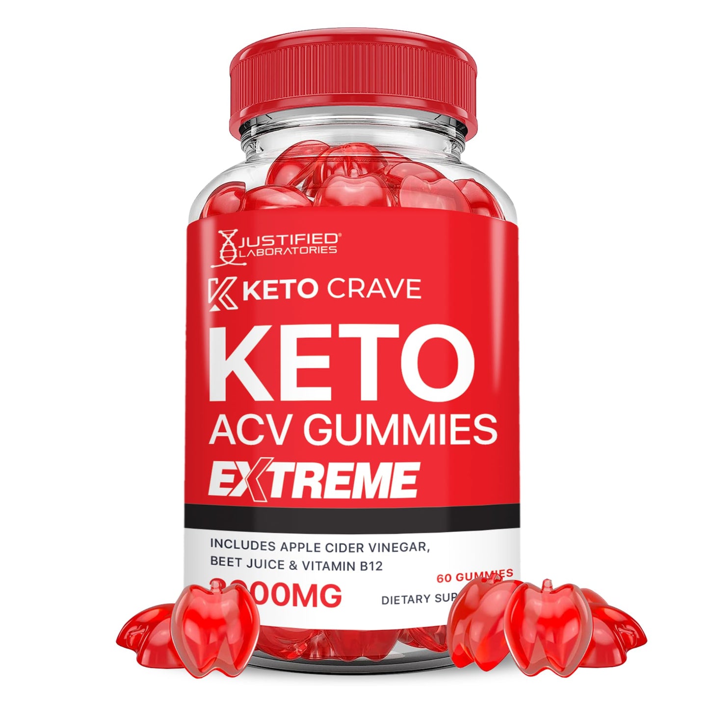 Justified Laboratories Keto Crave Keto ACV Gummies Extreme Gummy 60 Count
